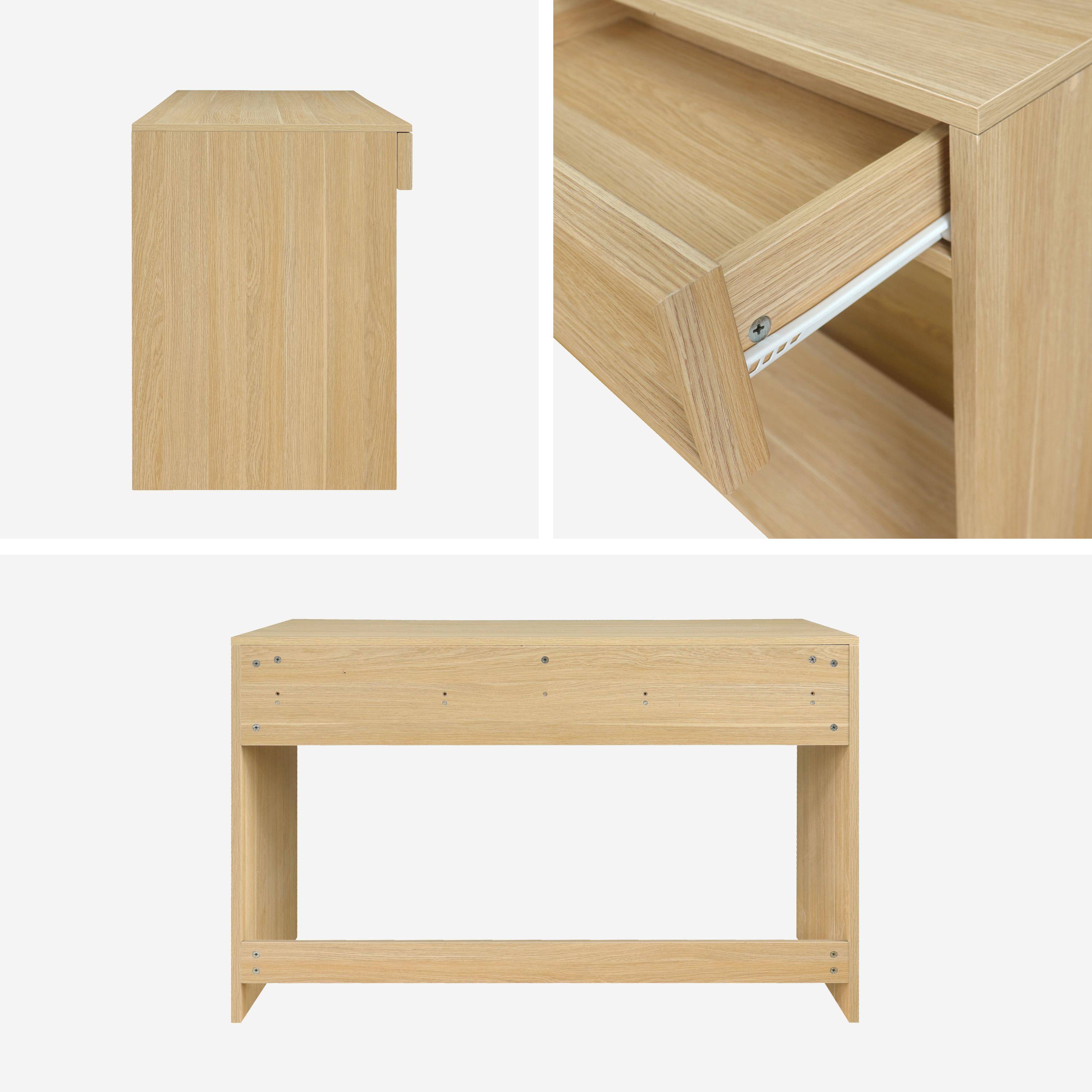 Bureau effet bois naturel 2 tiroirs 1 niche 120cm - L 120 x P 55 x H 77cm - Kuba,sweeek,Photo4