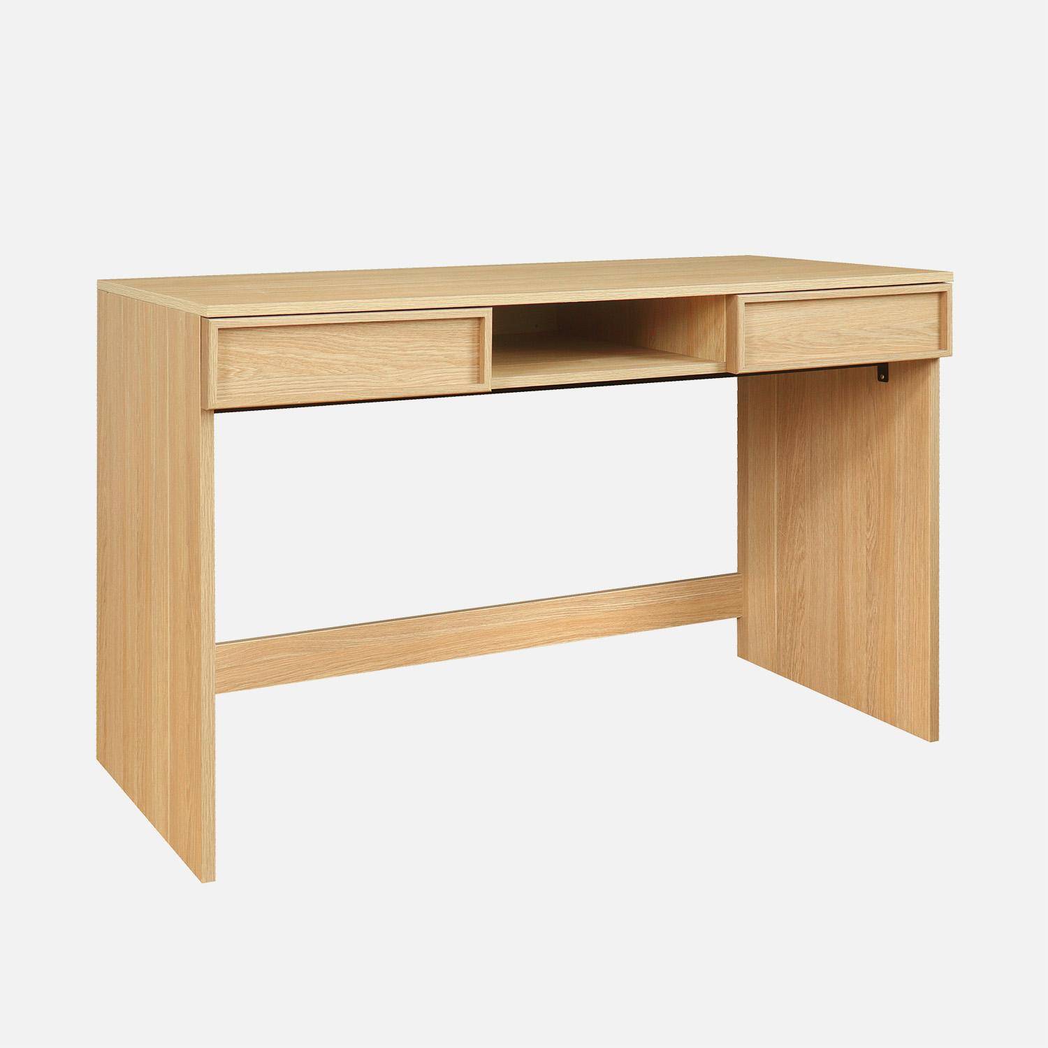 Escritorio efecto madera con 2 cajones, 120cm, Kuba, Natural, 120x55x77 cm,sweeek,Photo6