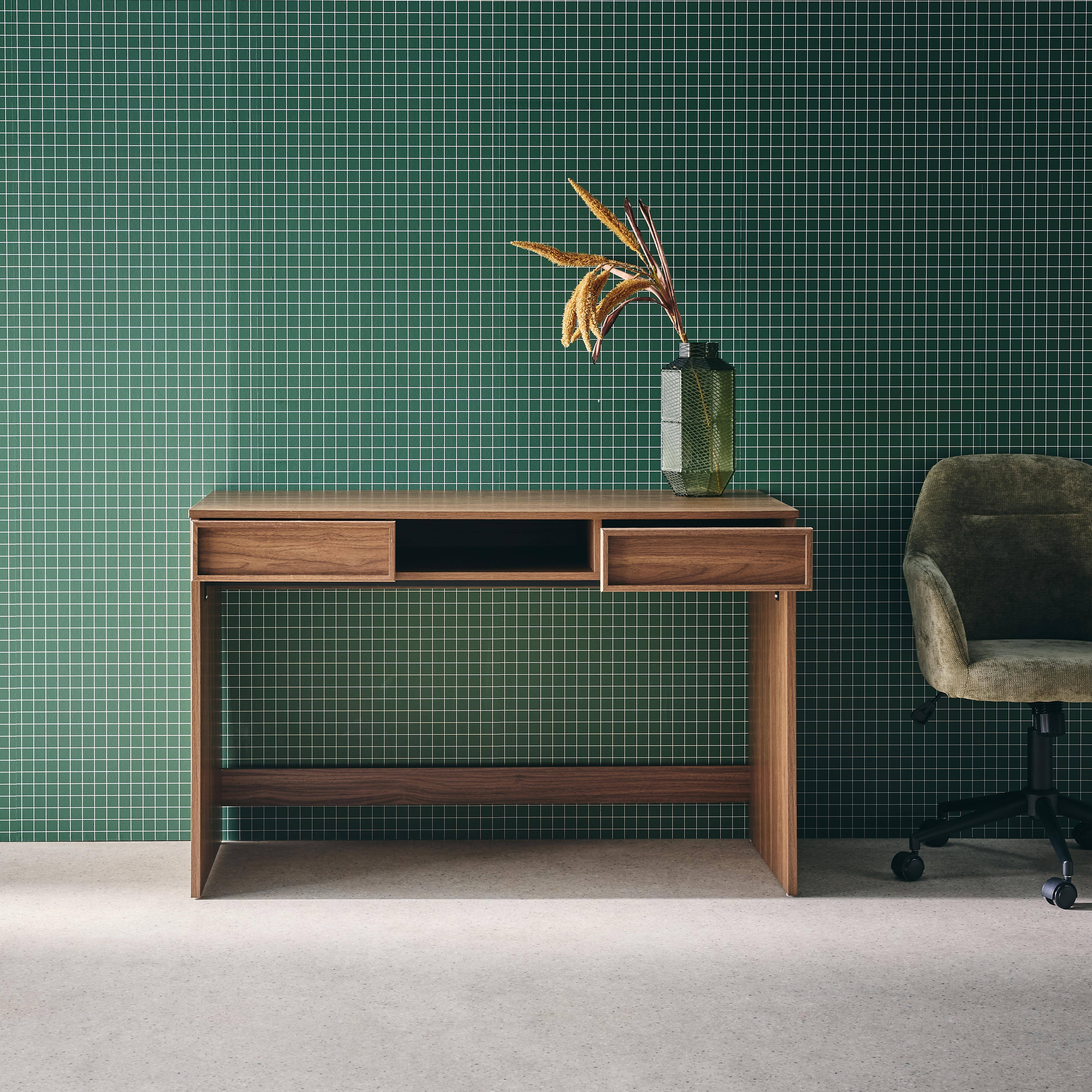 Escritorio efecto madera con 2 cajones, 120cm, Kuba, Nogal, 120x55x77 cm,sweeek,Photo2