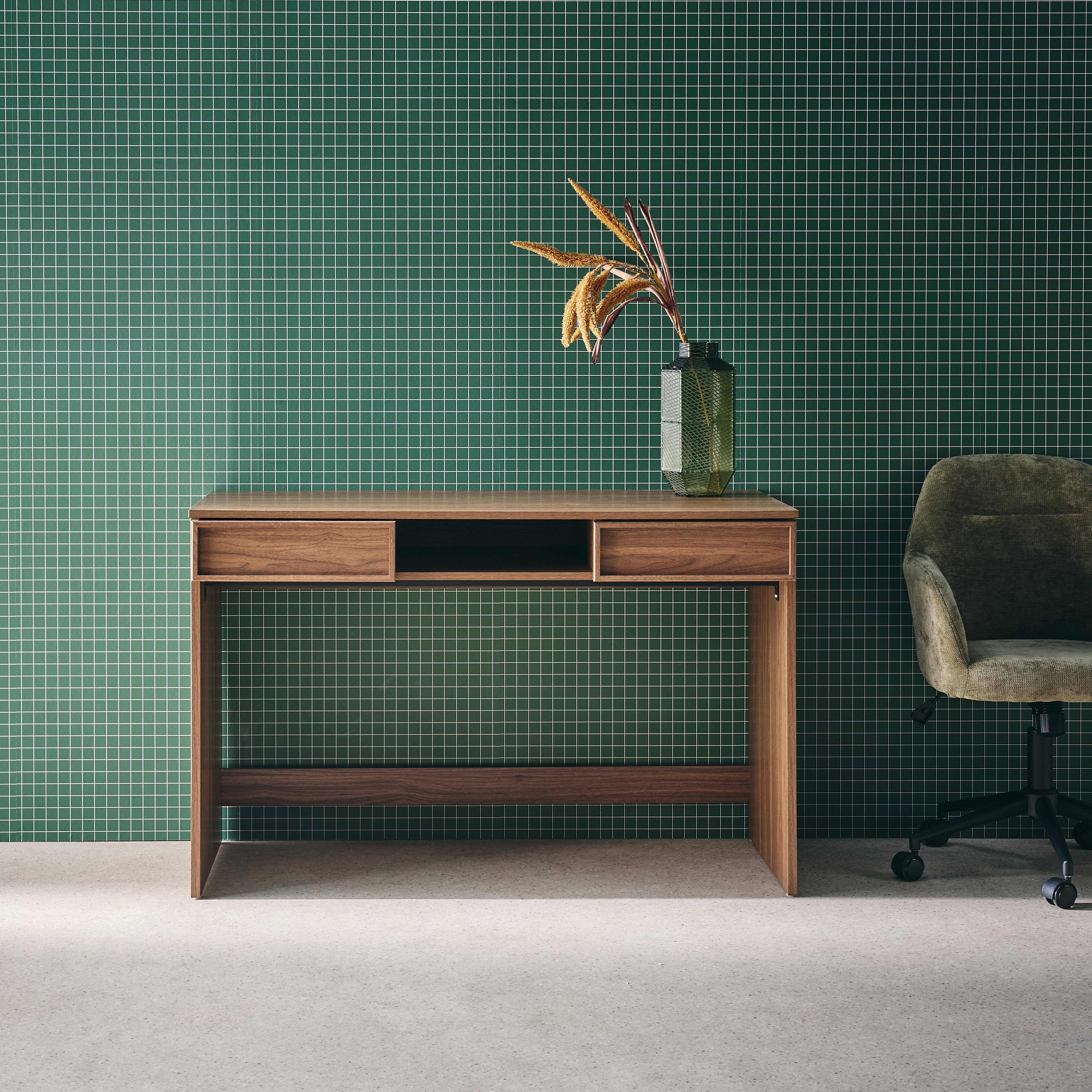 Escritorio efecto madera con 2 cajones, 120cm, Kuba, Nogal, 120x55x77 cm Photo1