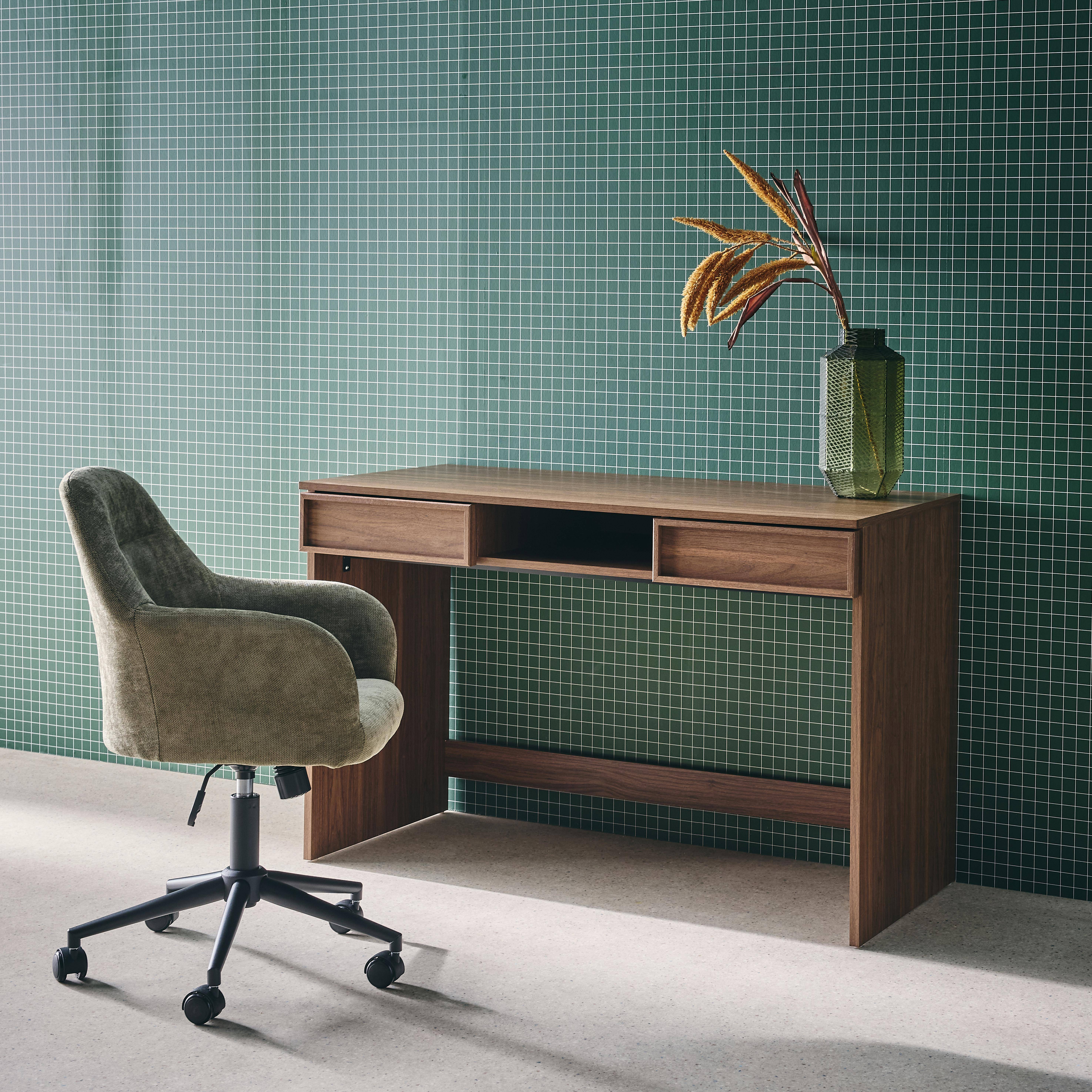 Escritorio efecto madera con 2 cajones, 120cm, Kuba, Nogal, 120x55x77 cm Photo3