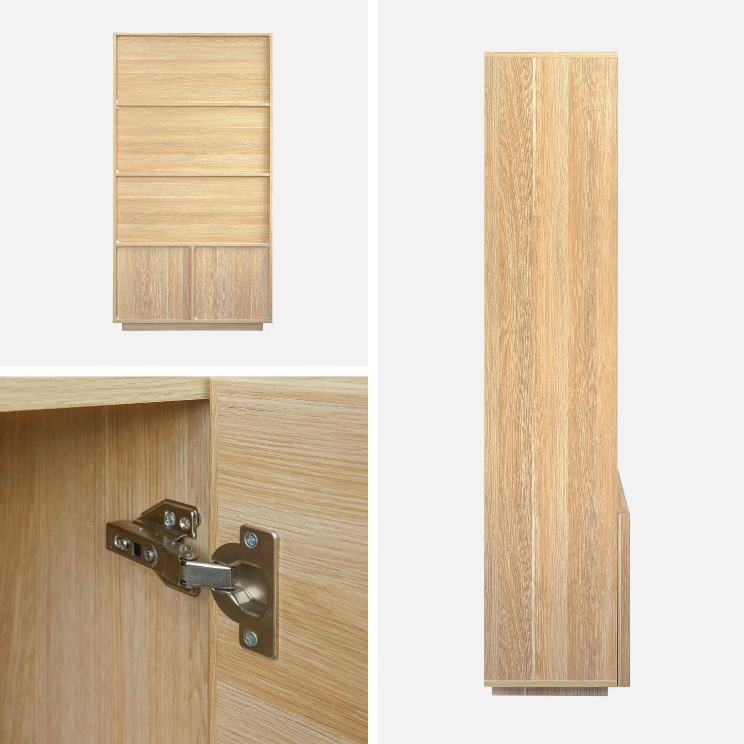 Etagères bibliothèque effet bois naturel 2 portes 5 niveaux - L 80 x P 35 x H 160cm - Kuba Photo4
