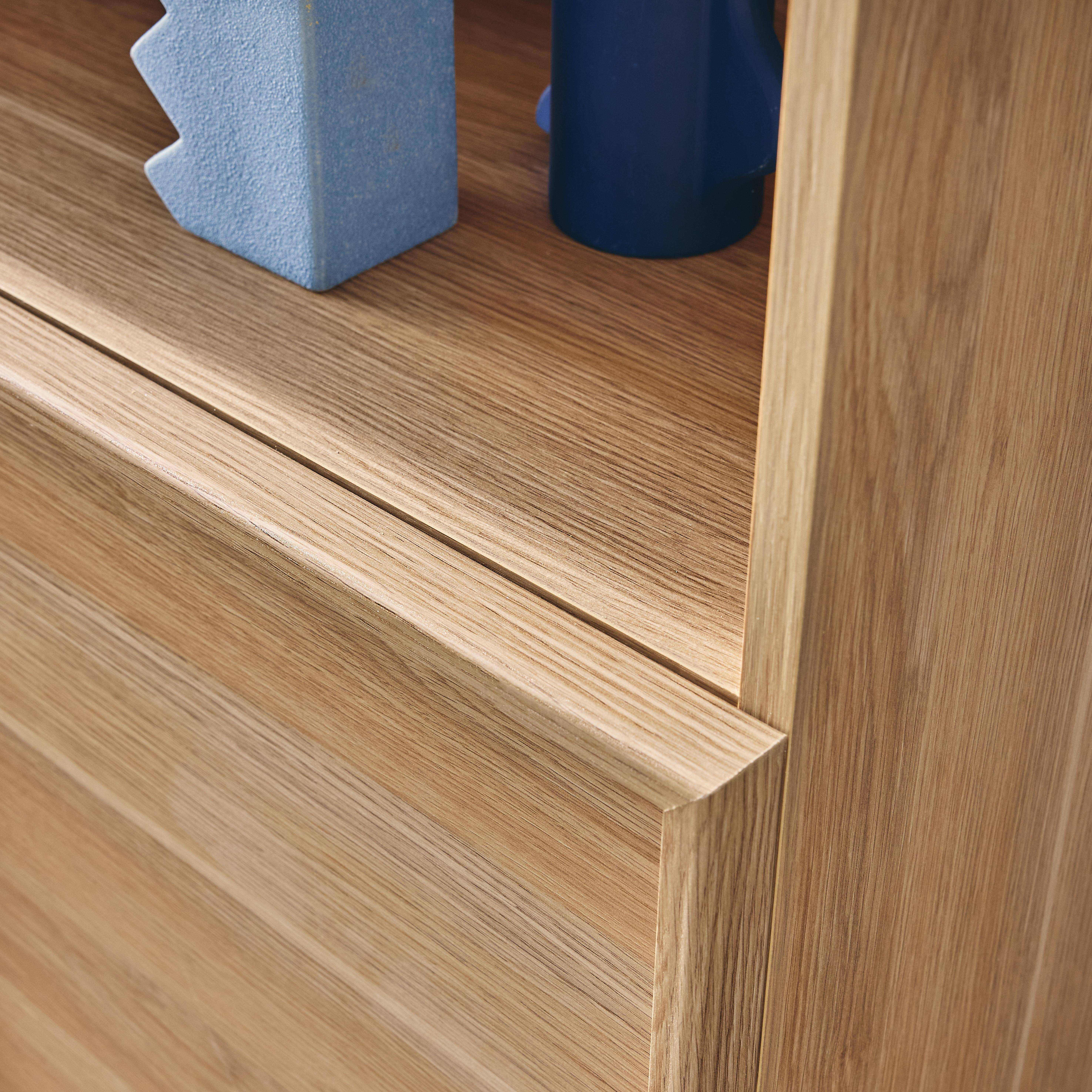 Bücherregal Holzlook naturfarben 2 Türen 5 Ebenen - B 80 x T 35 x H 160 cm - Kuba,sweeek,Photo4