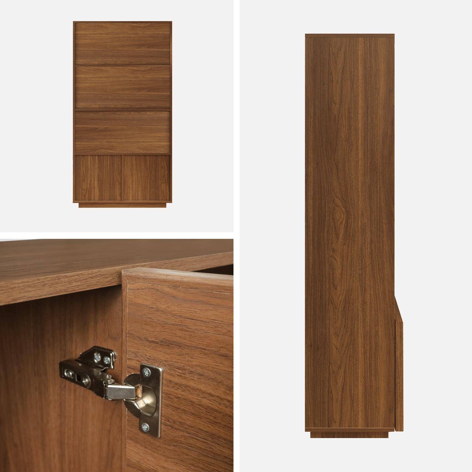 Etagères bibliothèque effet bois noyer 2 portes 5 niveaux - L 80 x P 35 x H 160cm - Kuba Photo4