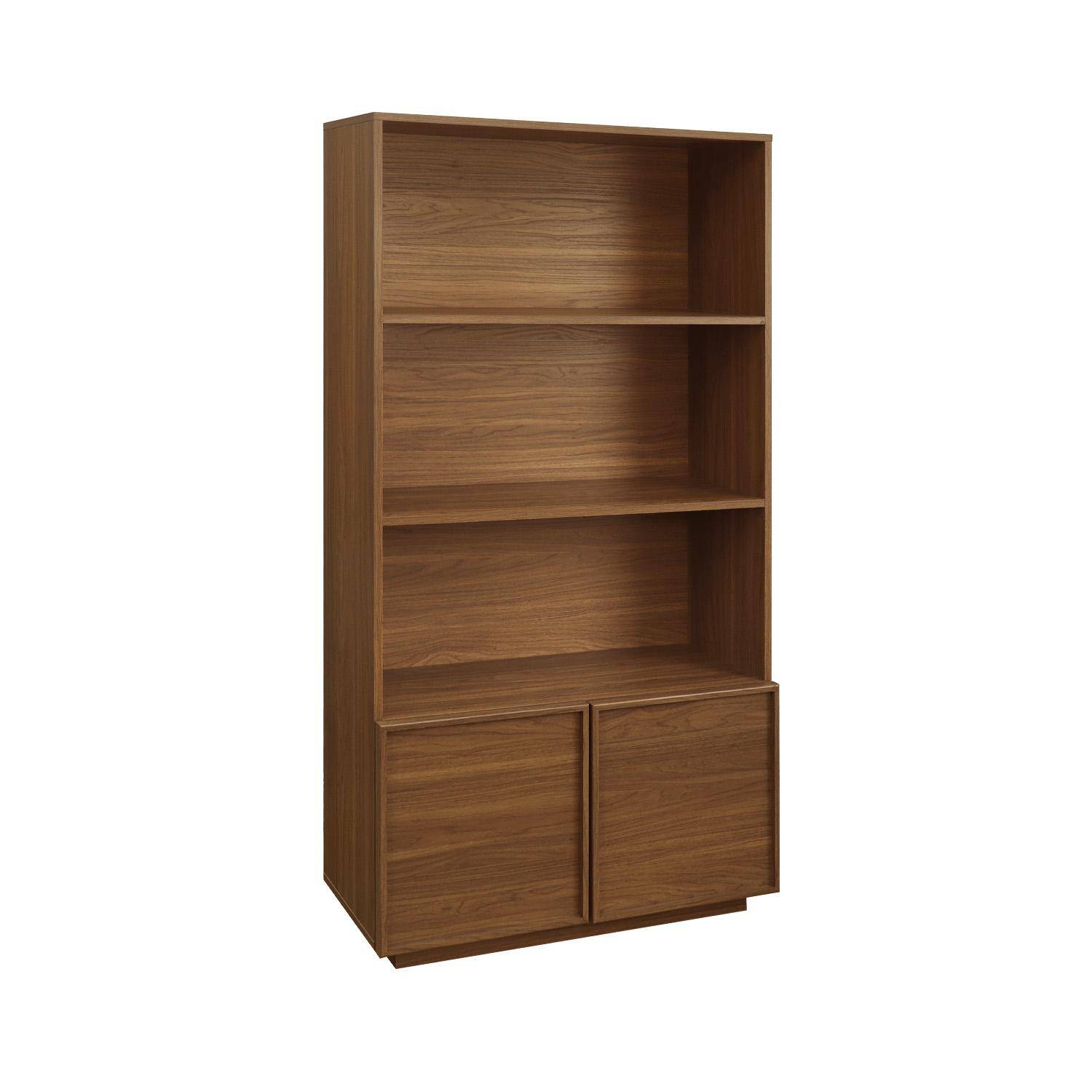 Bücherregal Holzlook nussbaumfarben 2 Türen 5 Ebenen - B 80 x T 35 x H 160 cm - Kuba,sweeek,Photo6