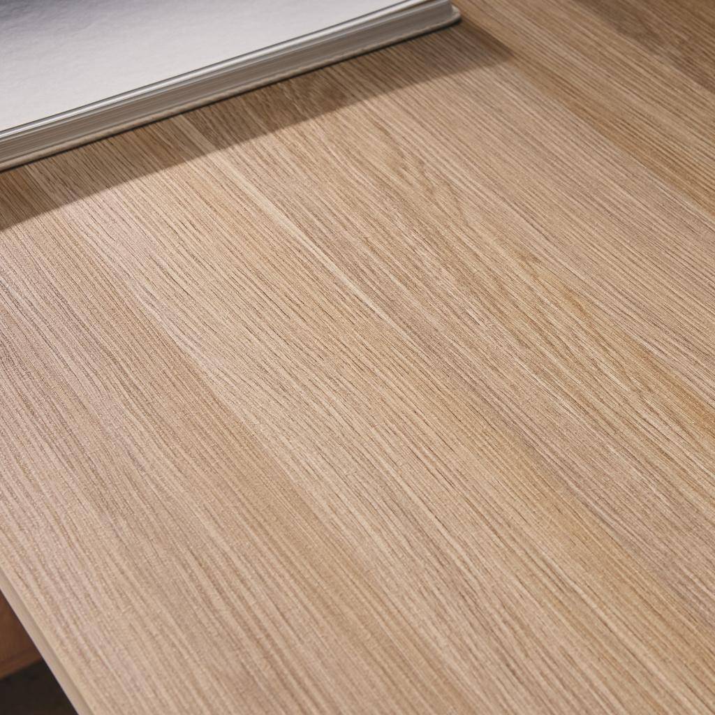 Bureau houteffect 2 deuren 2 laden 1 nis 140cm naturel L 140 x B 55 x H 77cm - Kuba,sweeek,Photo4