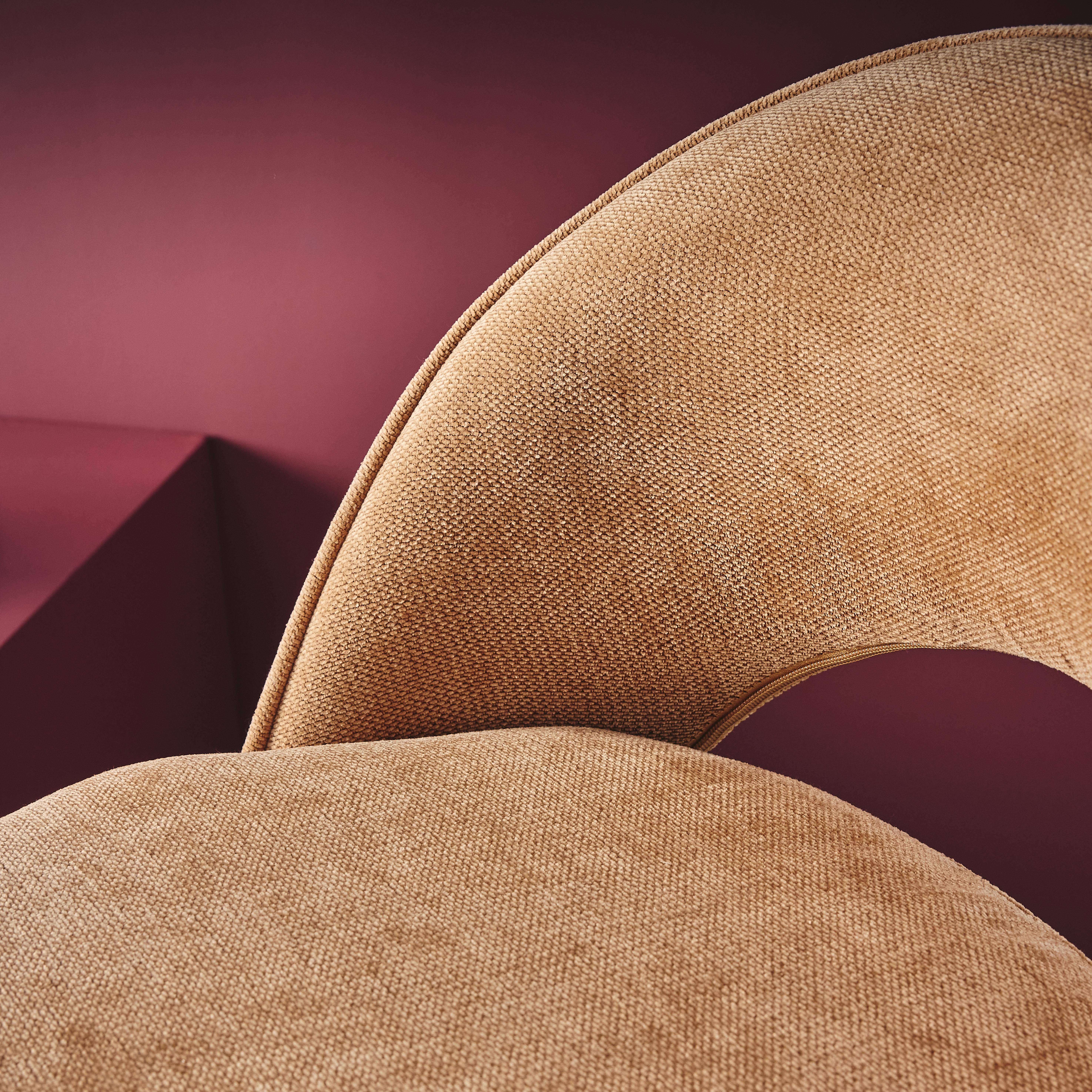 Verstelbare metalen en stoffen barstoel met zwarte basis (set van 2) camel L 49 x B 49 x H 88.5-110cm - Abby Photo4