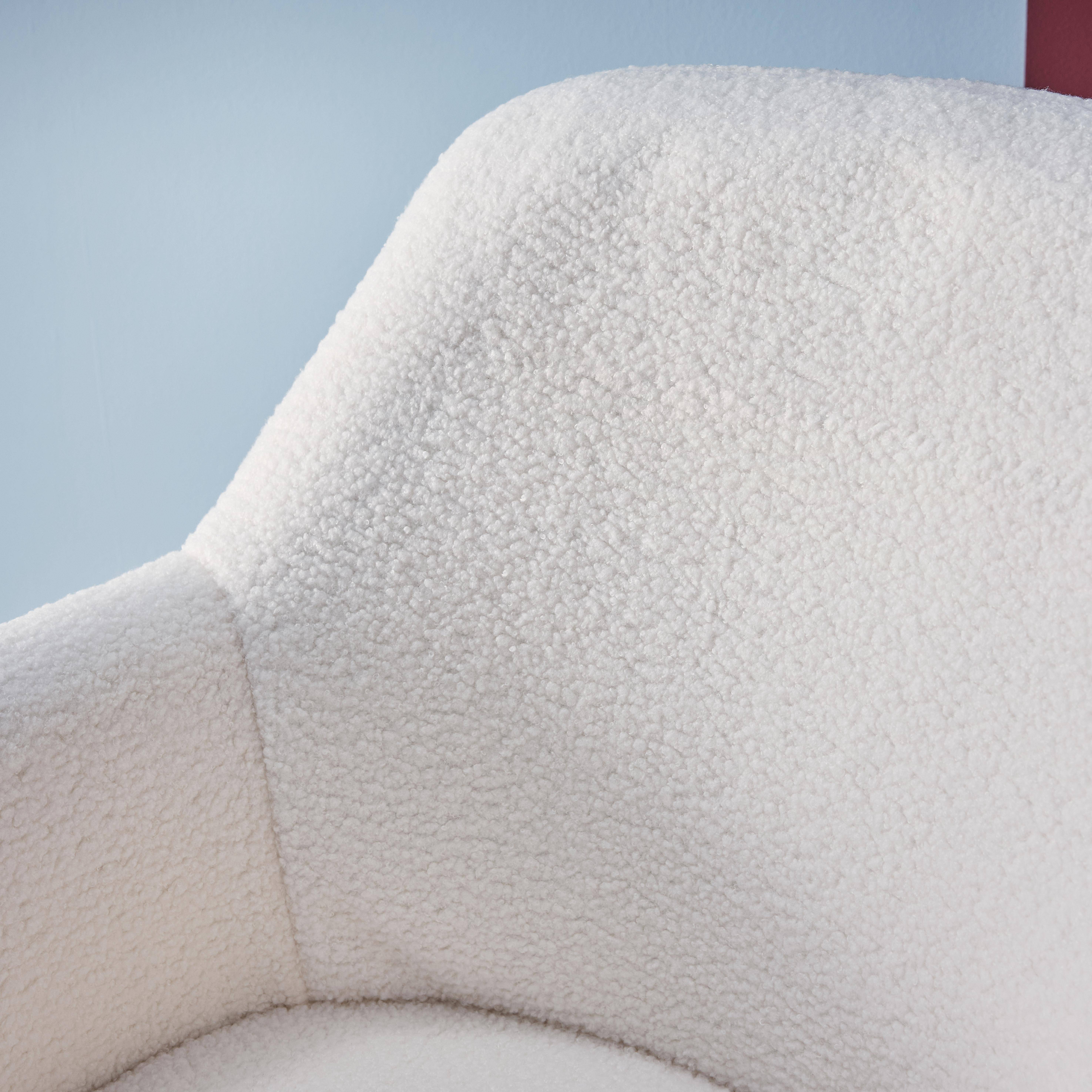 Silla de oficina con ruedas ajustable de metal y borreguito, Stan, Blanco, 57x57x94.5 cm,sweeek,Photo3