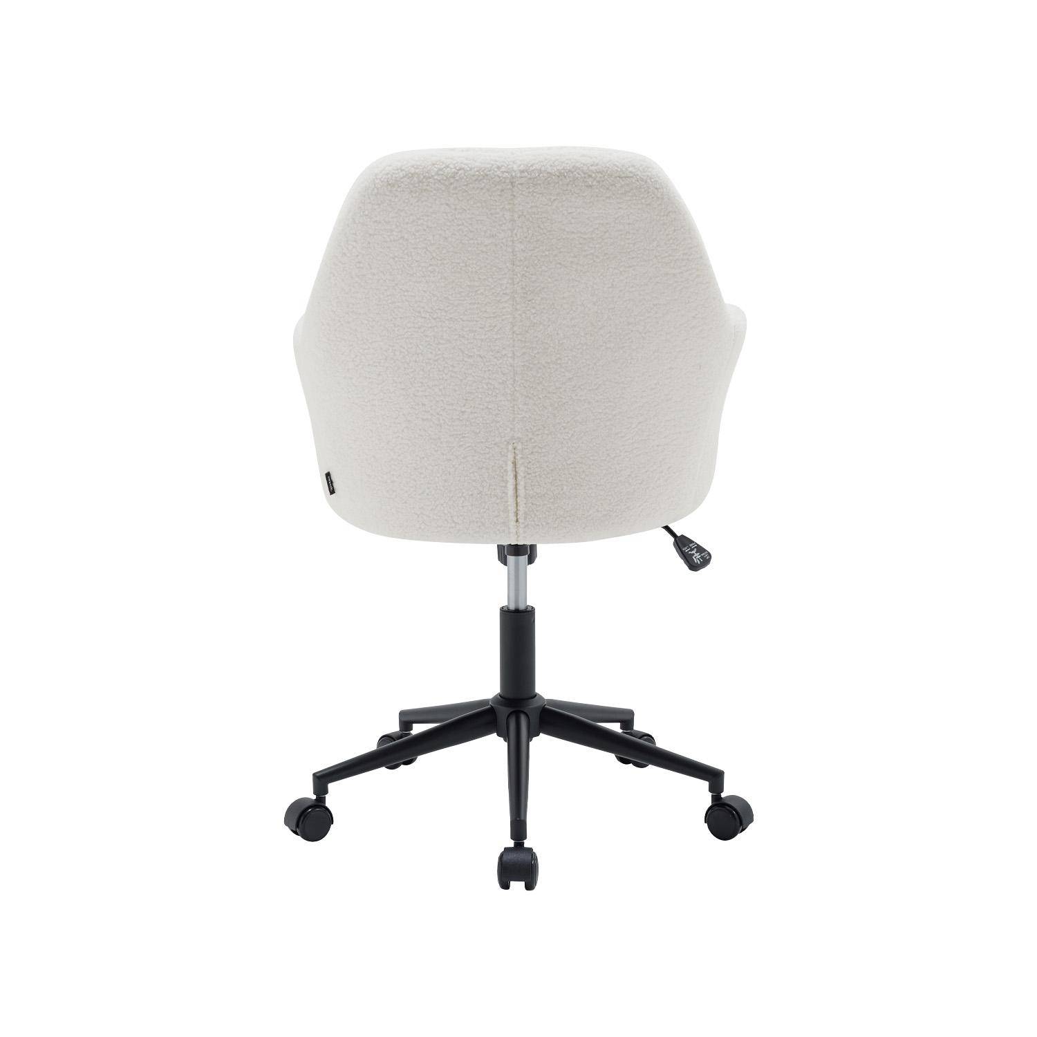 Chaise de bureau à roulettes ajustable métal et bouclette blanche - L 57 x P 57 x H 85/94,5cm - Stan,sweeek,Photo3