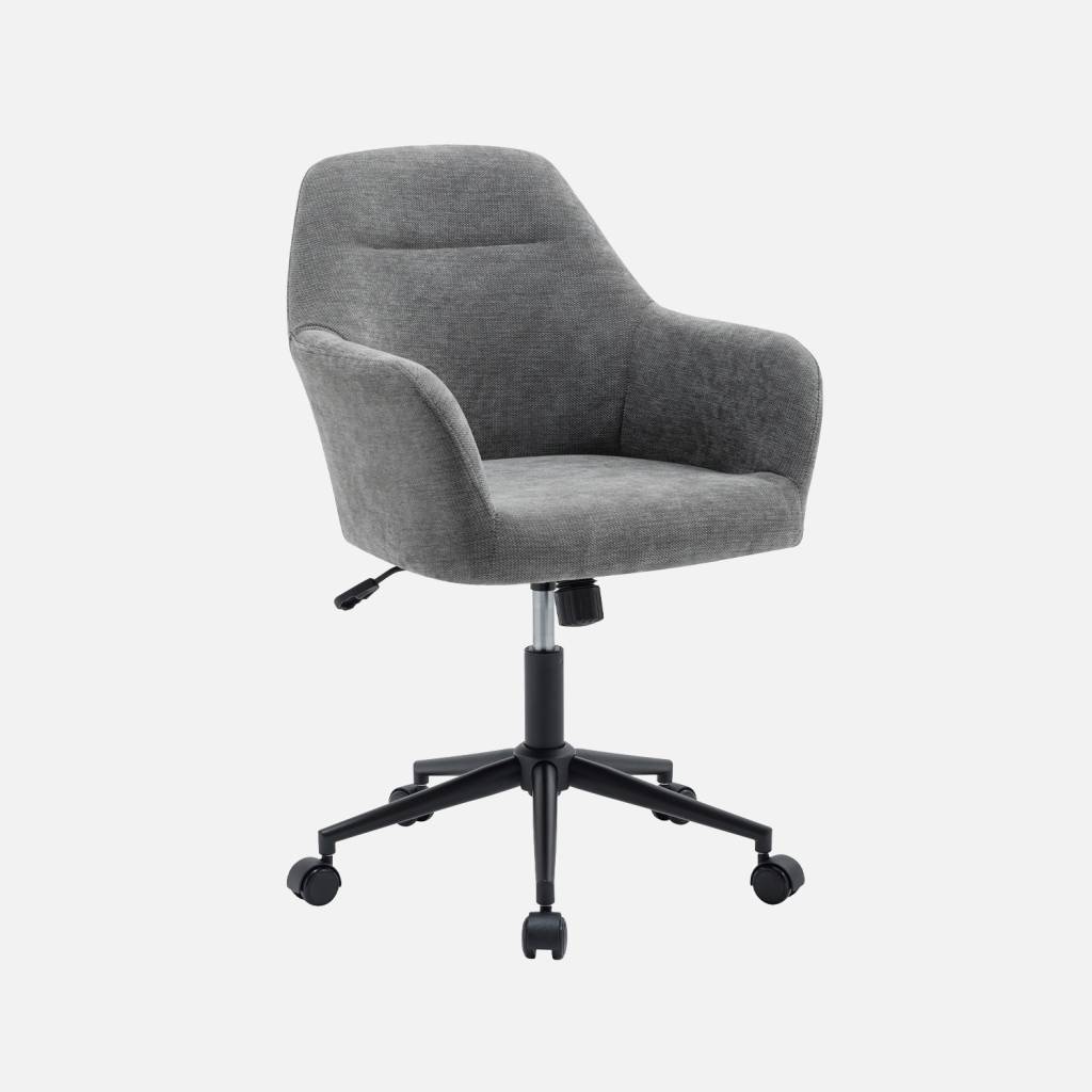 Chaise de bureau à roulettes ajustable métal et tissu gris