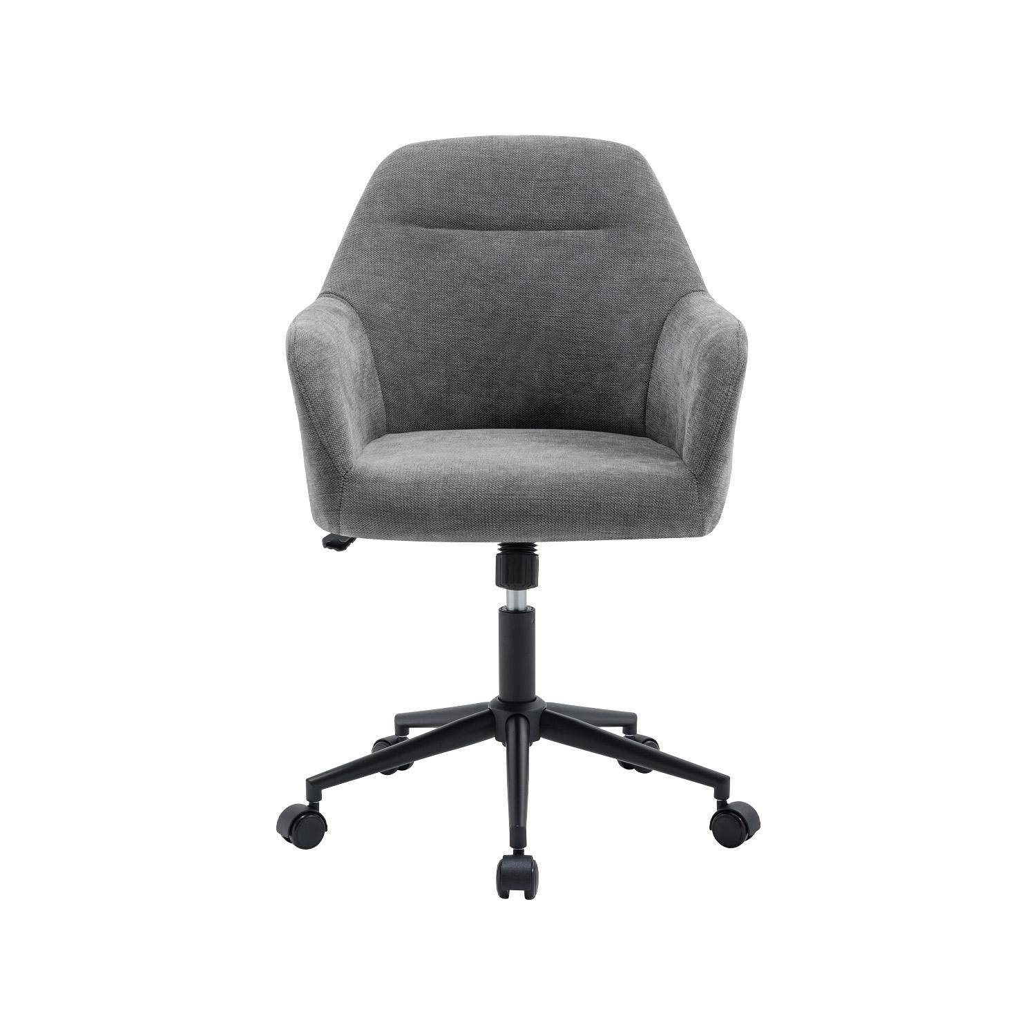 Chaise de bureau à roulettes ajustable métal et tissu gris - L 57 x P 57 x H 85/94,5cm - Stan Photo2