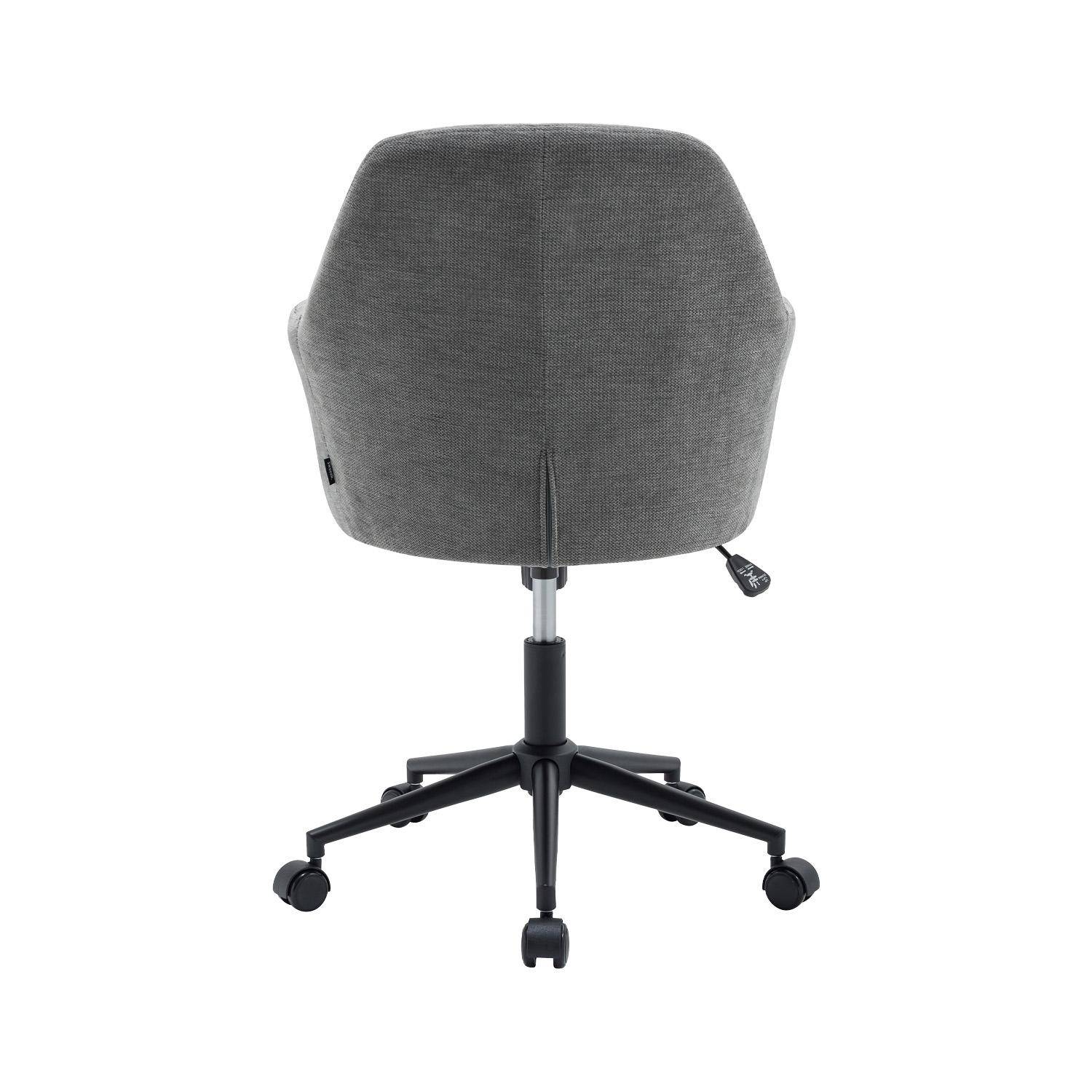 Chaise de bureau à roulettes ajustable métal et tissu gris - L 57 x P 57 x H 85/94,5cm - Stan,sweeek,Photo3