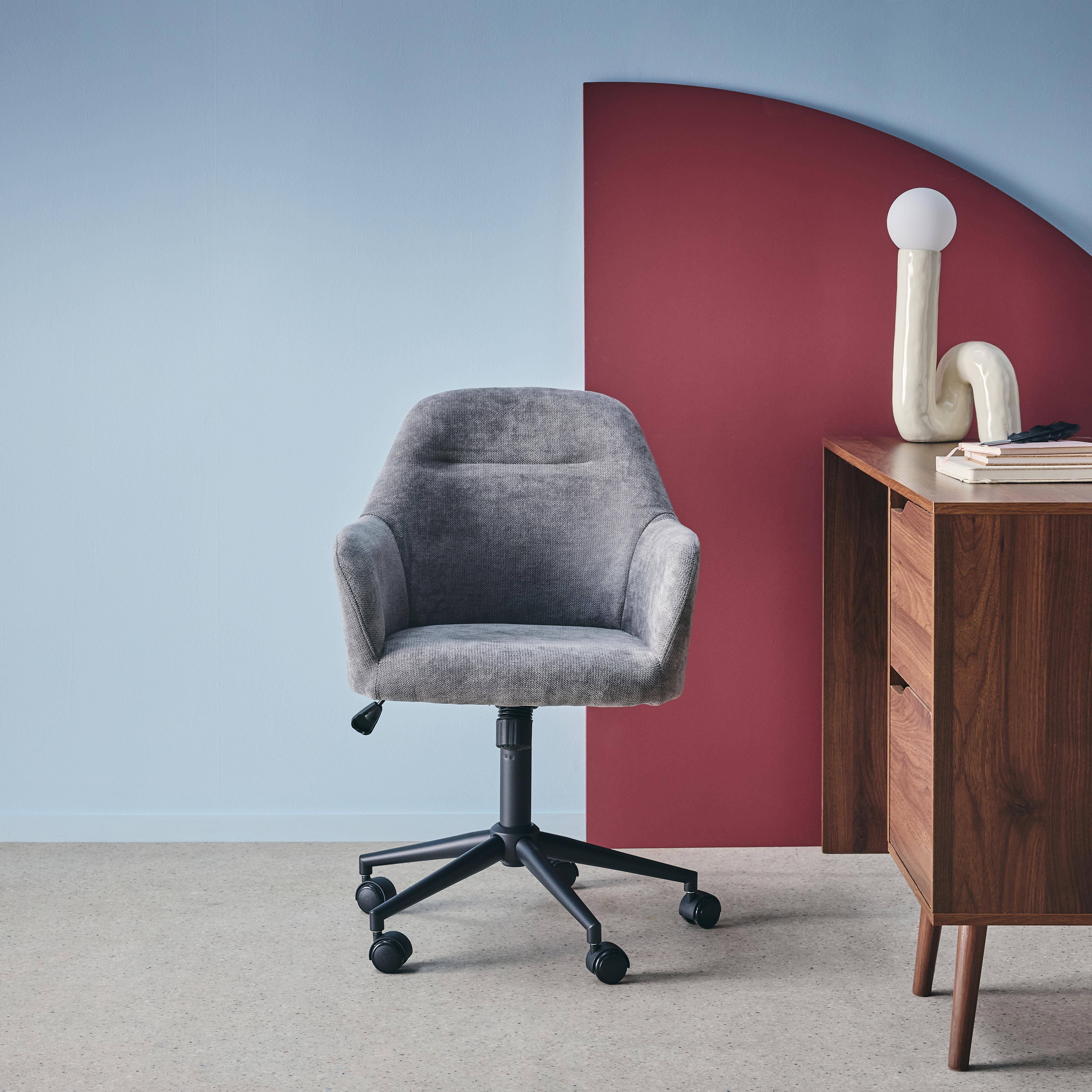 Silla de oficina con ruedas ajustable metal y tela, Stan, Gris, 57x57x94.5 cm Photo4