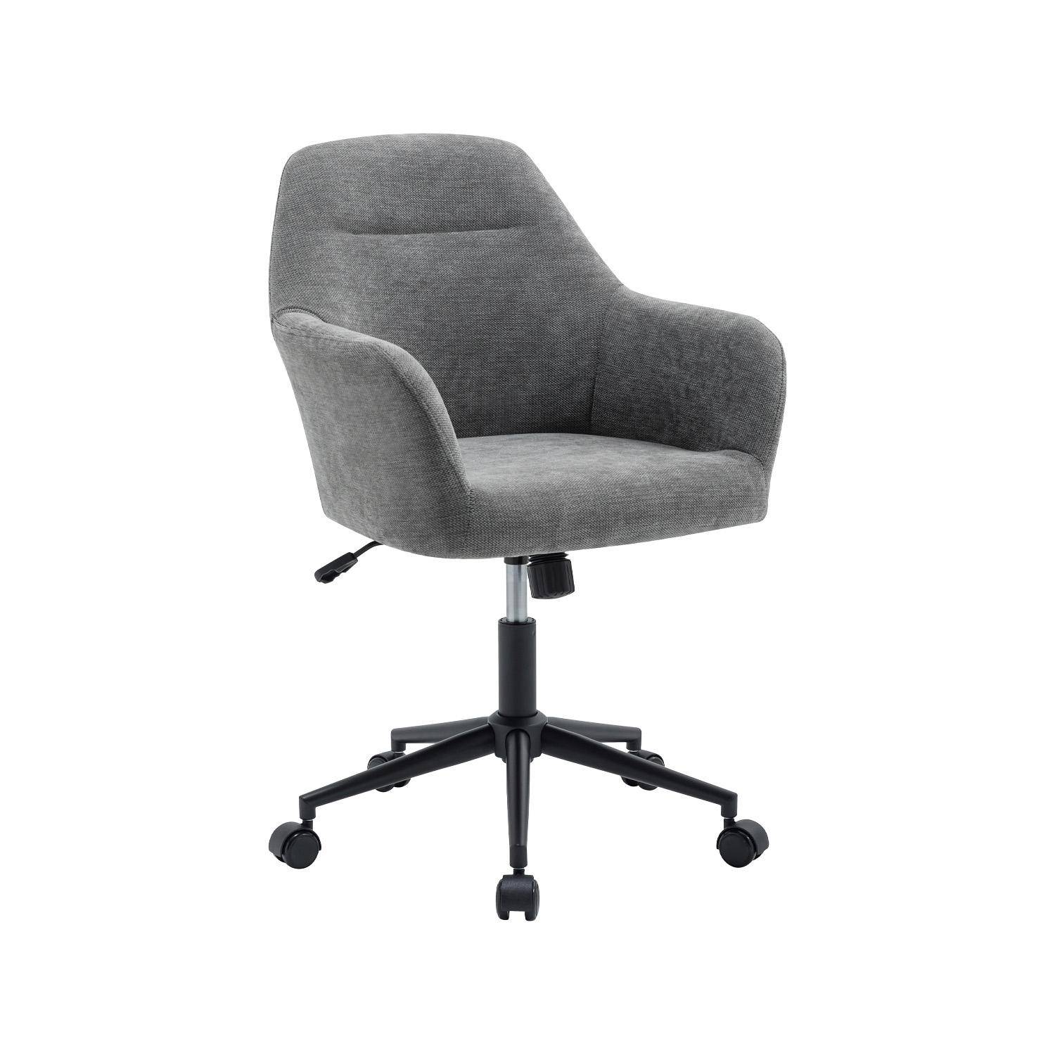 Chaise de bureau à roulettes ajustable métal et tissu gris - L 57 x P 57 x H 85/94,5cm - Stan Photo1