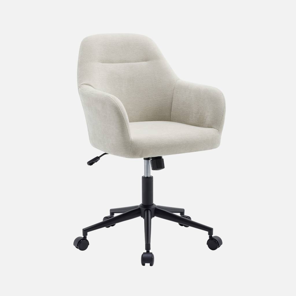 Chaise de bureau à roulettes ajustable métal et tissu beige