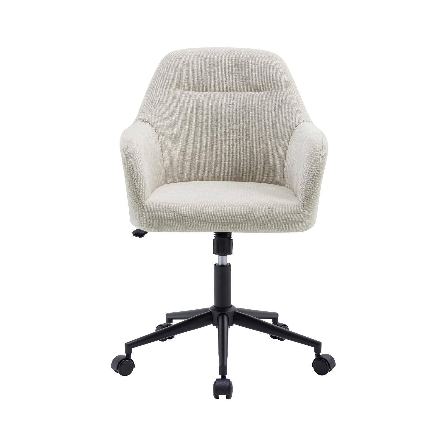 Chaise de bureau à roulettes ajustable métal et tissu beige - L 57 x P 57 x H 85/94,5cm - Stan Photo2