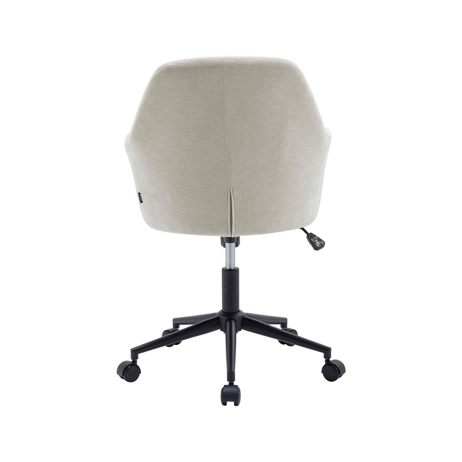 Chaise de bureau à roulettes ajustable métal et tissu beige - L 57 x P 57 x H 85/94,5cm - Stan Photo3