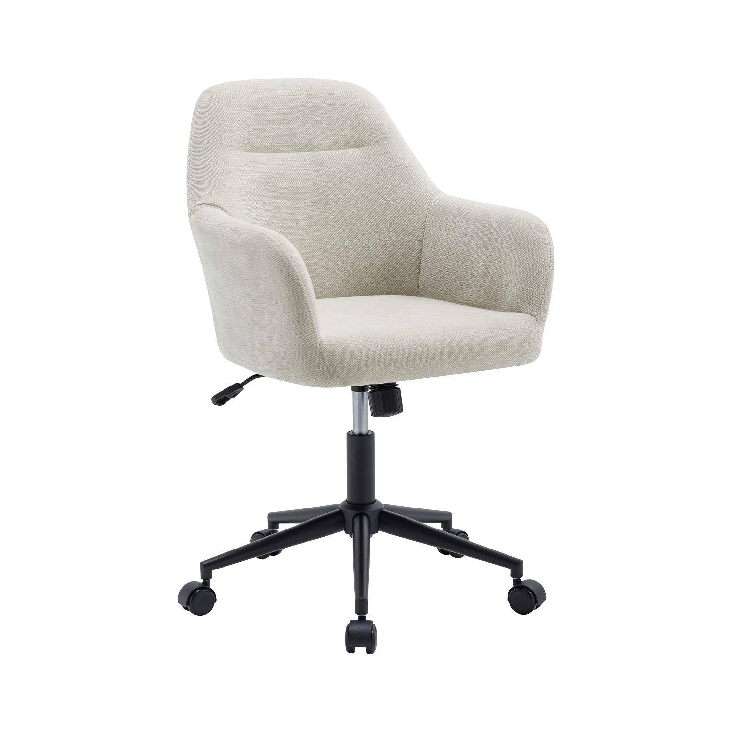 Chaise de bureau à roulettes ajustable métal et tissu beige - L 57 x P 57 x H 85/94,5cm - Stan Photo1