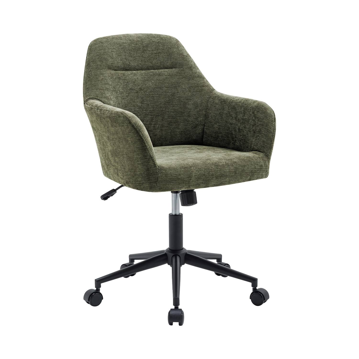 Chaise de bureau à roulettes ajustable métal et tissu kaki