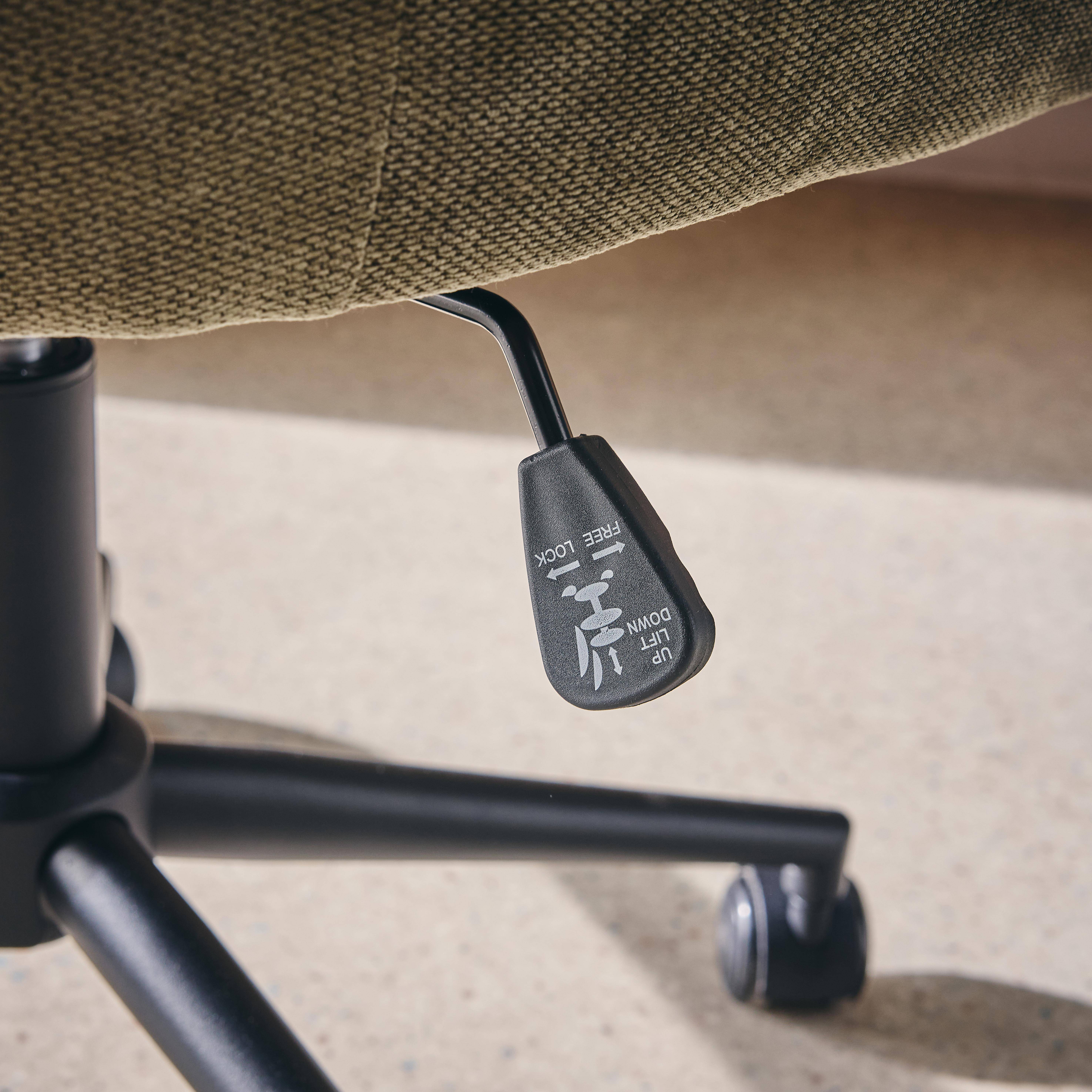 Silla de oficina con ruedas ajustable metal y tela, Stan, Verde kaki, 57x57x94.5 cm,sweeek,Photo5