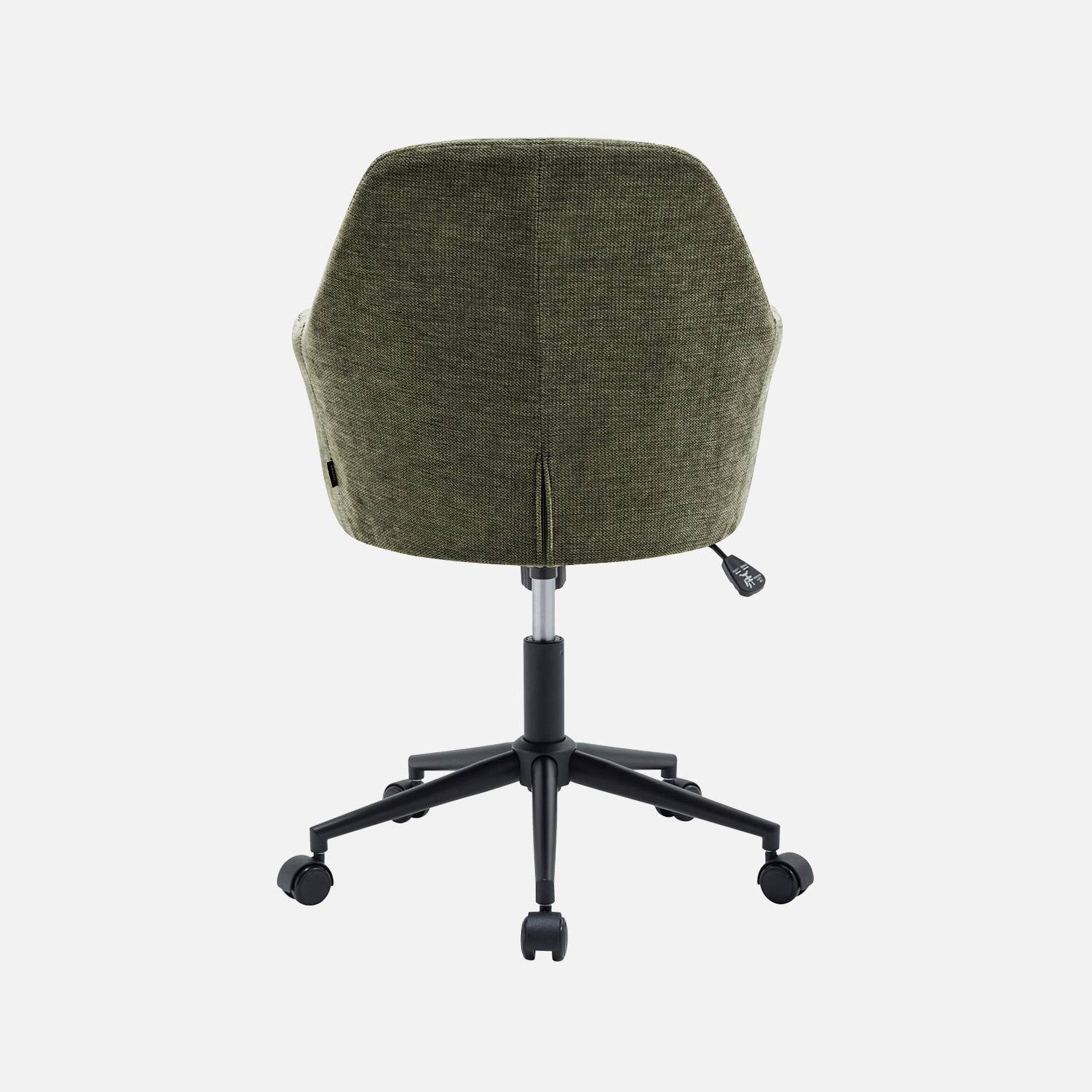 Chaise de bureau à roulettes ajustable métal et tissu kaki - L 57 x P 57 x H 85/94,5cm - Stan Photo3