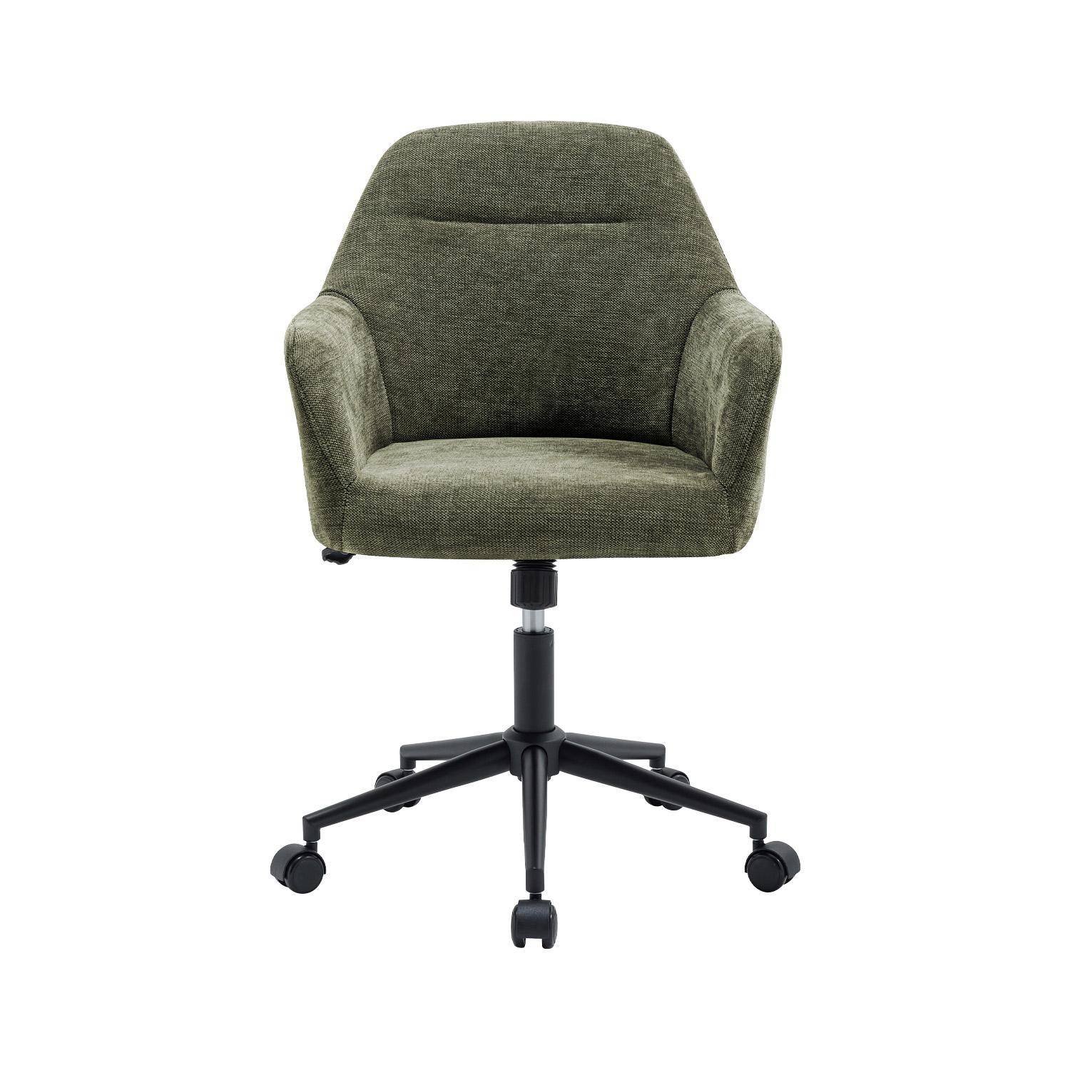 Chaise de bureau à roulettes ajustable métal et tissu kaki - L 57 x P 57 x H 85/94,5cm - Stan Photo2