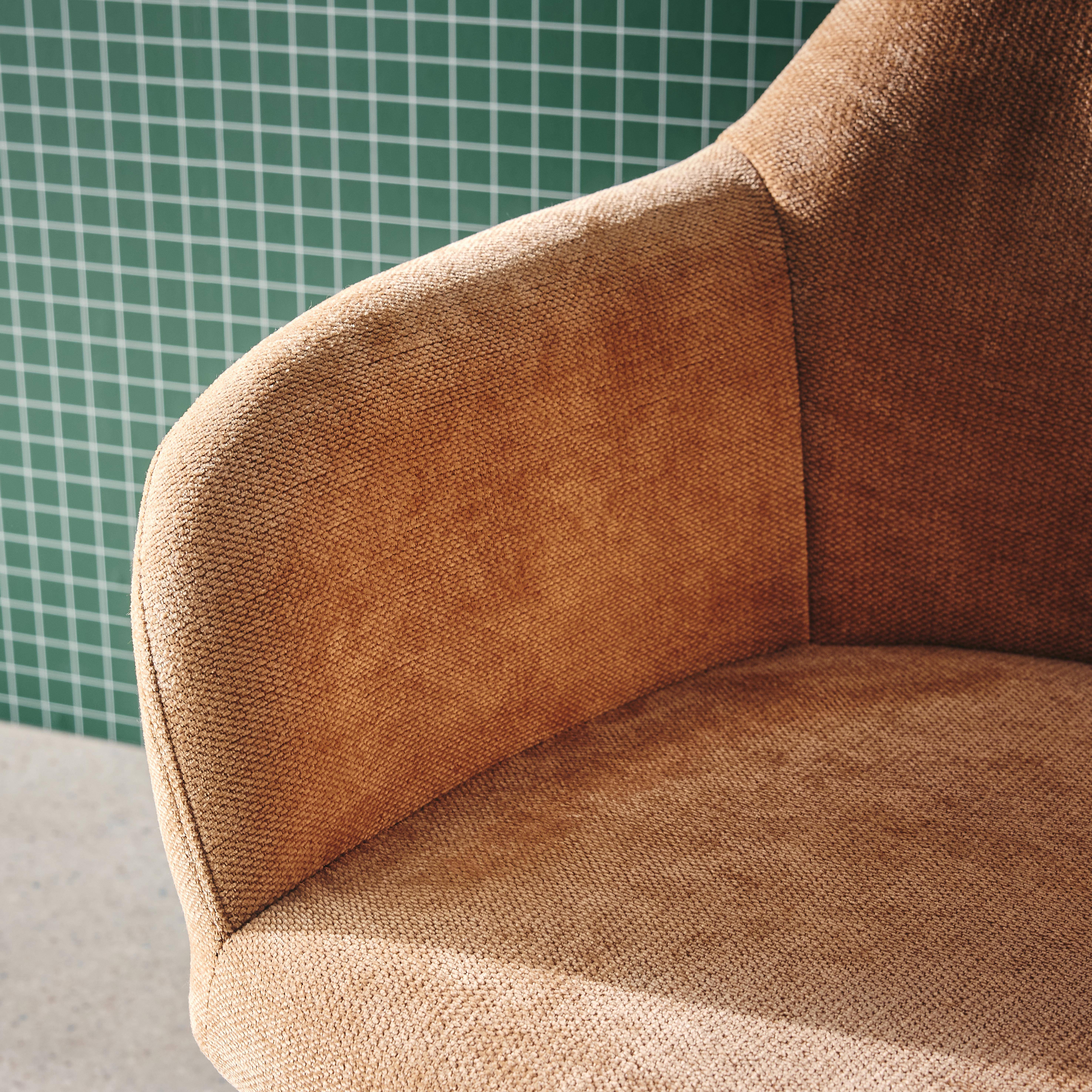 Silla de oficina con ruedas ajustable metal y tela, Stan, Camel, 57x57x94.5 cm,sweeek,Photo3