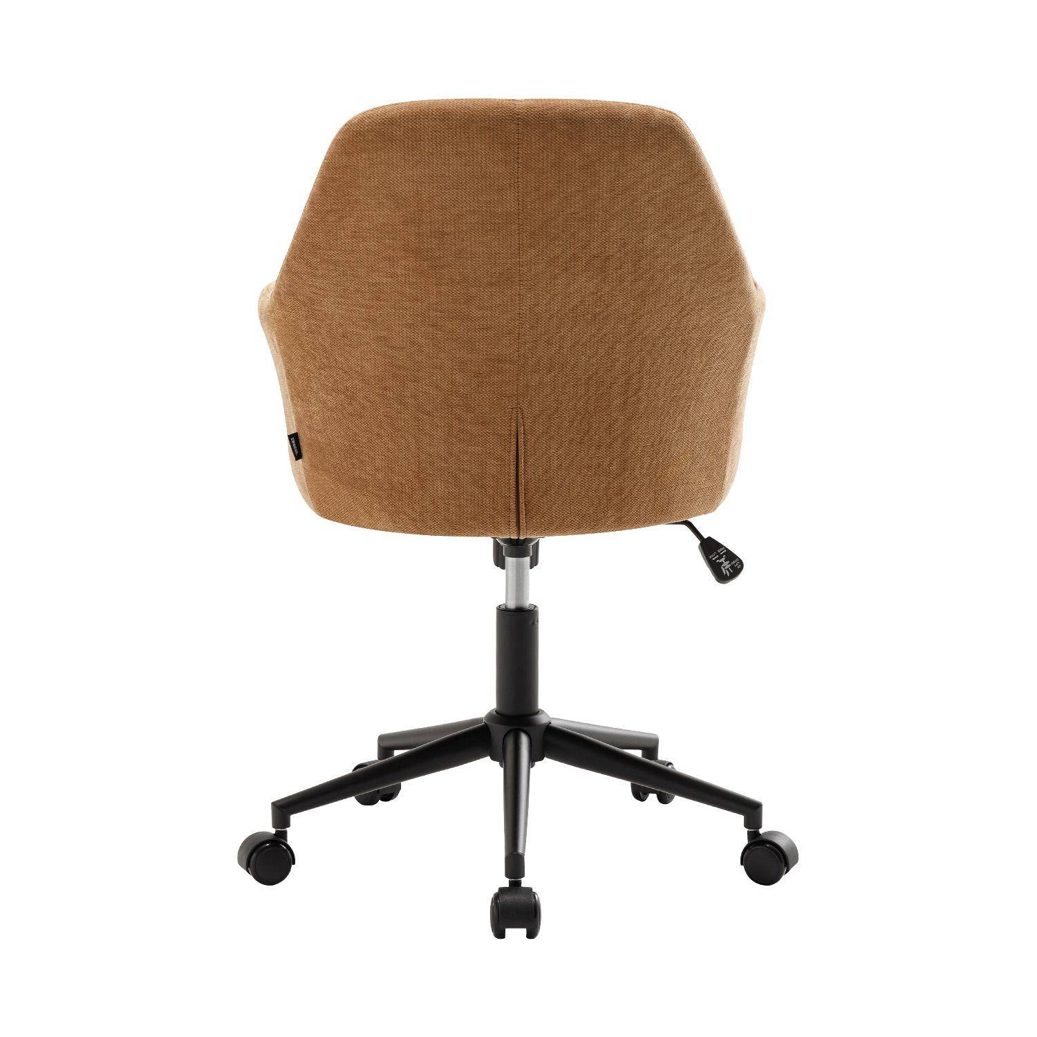 Chaise de bureau à roulettes ajustable métal et tissu camel - L 57 x P 57 x H 85/94,5cm - Stan Photo3