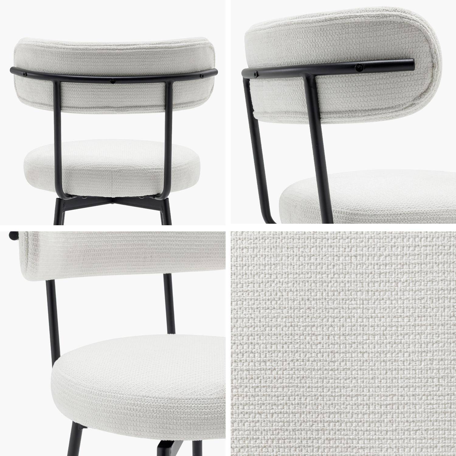 Lot de deux tabourets de bar assise rotative métal noir et tissu blanc - L 50 x P 50 x H 92cm - Iris,sweeek,Photo4
