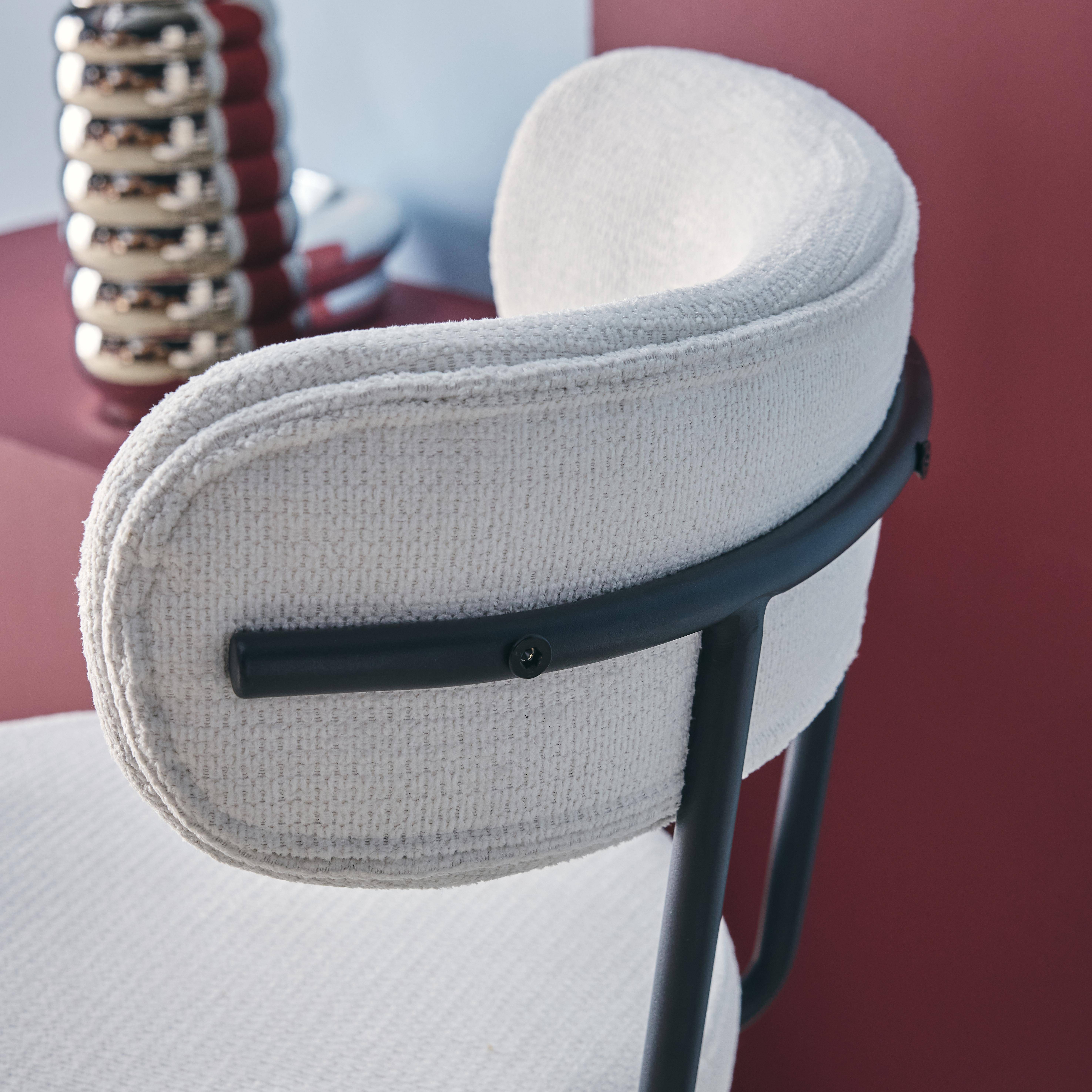 Barstoel met draaibare zitting van metaal en witte stof (set van 2) - L 50 x B 50 x H 92cm - Iris,sweeek,Photo5