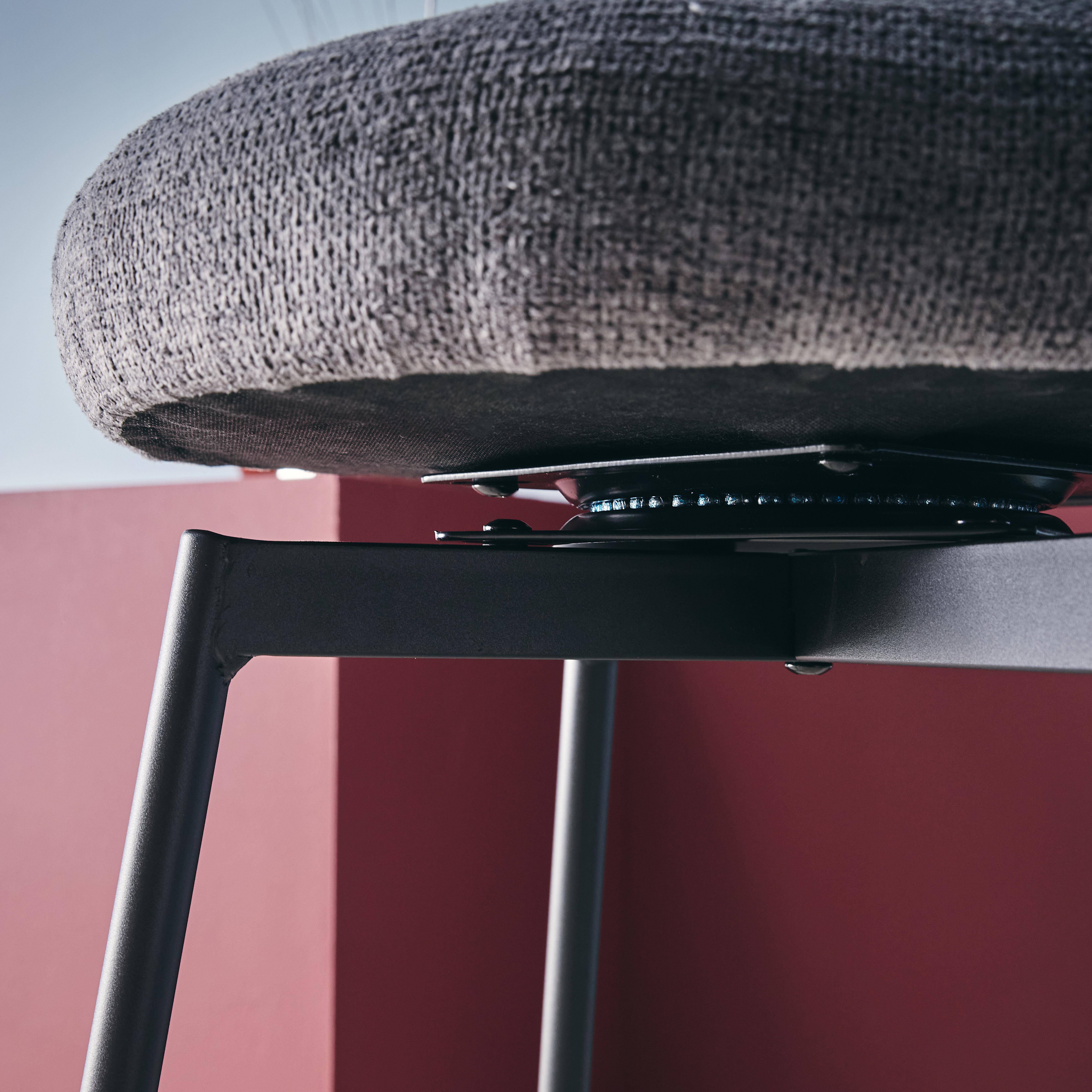 Barstoel met draaibare zitting van metaal en grijze stof (set van 2) - L 50 x B 50 x H 92cm - Iris Photo5