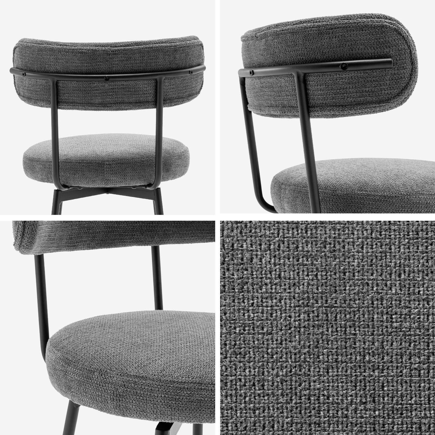 Lot de deux tabourets de bar assise rotative métal noir et tissu gris - L 50 x P 50 x H 92cm - Iris Photo4