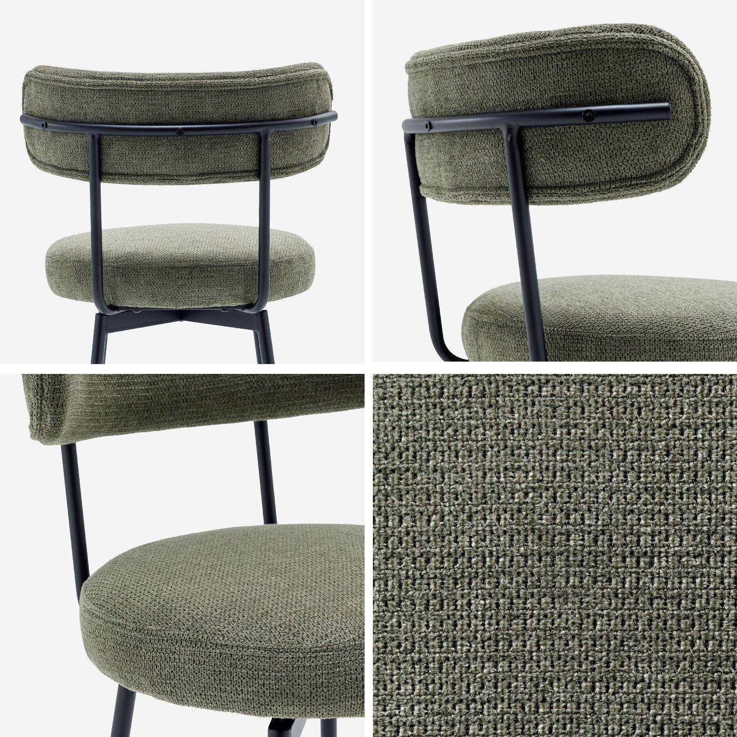 Lot de deux tabourets de bar assise rotative métal noir et tissu vert - L 50 x P 50 x H 92cm - Iris,sweeek,Photo4