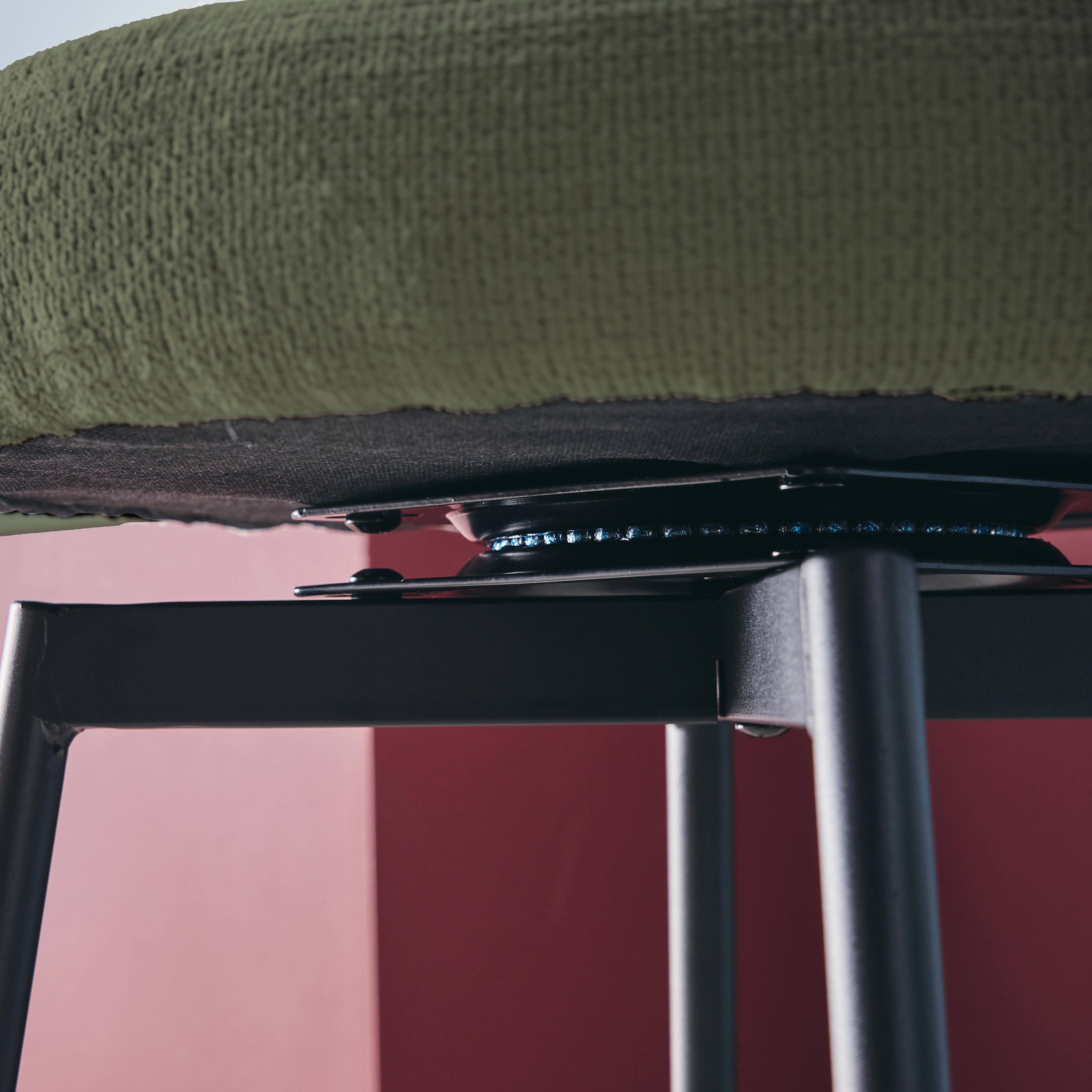 Barstoel met draaibare zitting van metaal en groene stof (set van 2) - L 50 x B 50 x H 92cm - Iris Photo6