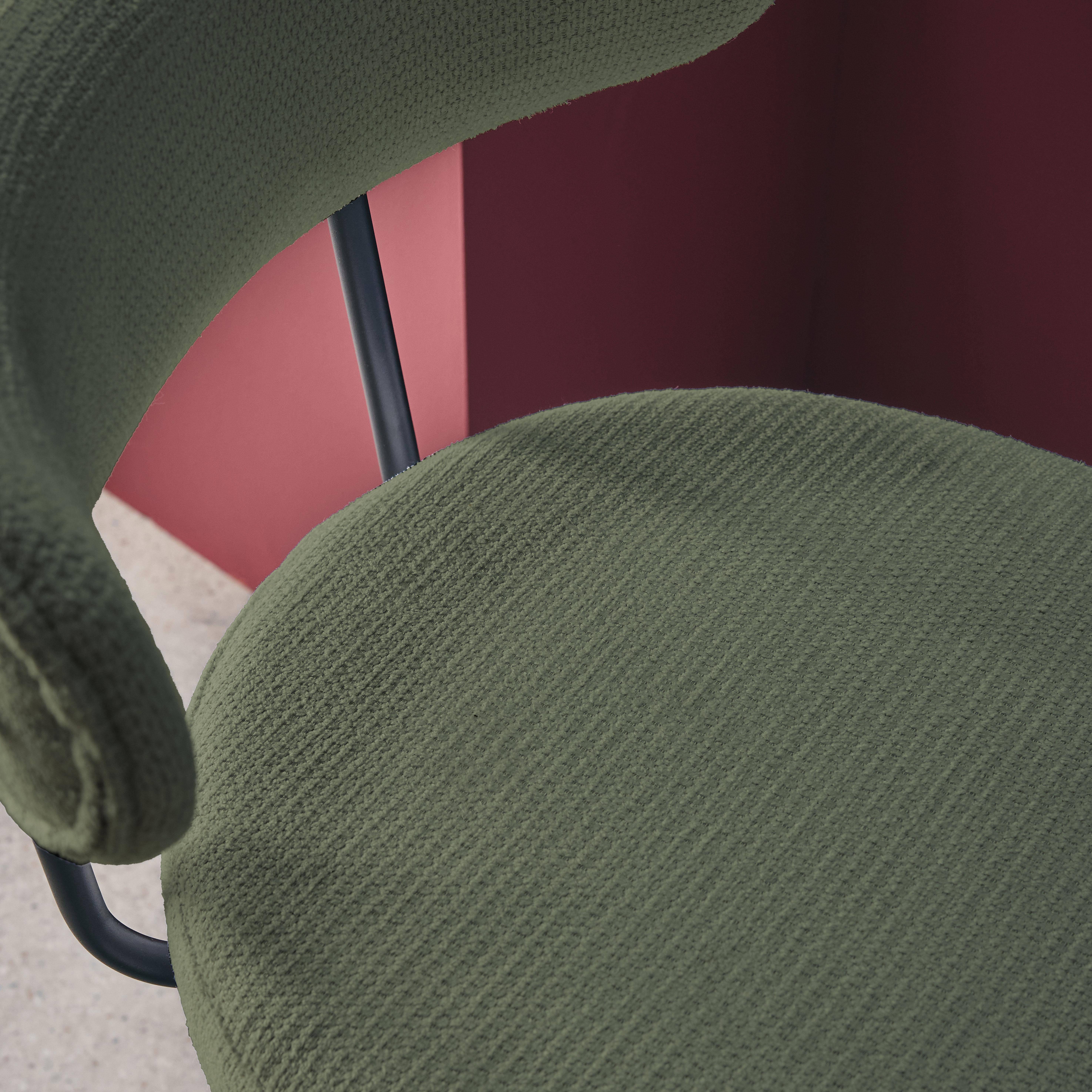 Barstoel met draaibare zitting van metaal en groene stof (set van 2) - L 50 x B 50 x H 92cm - Iris,sweeek,Photo4