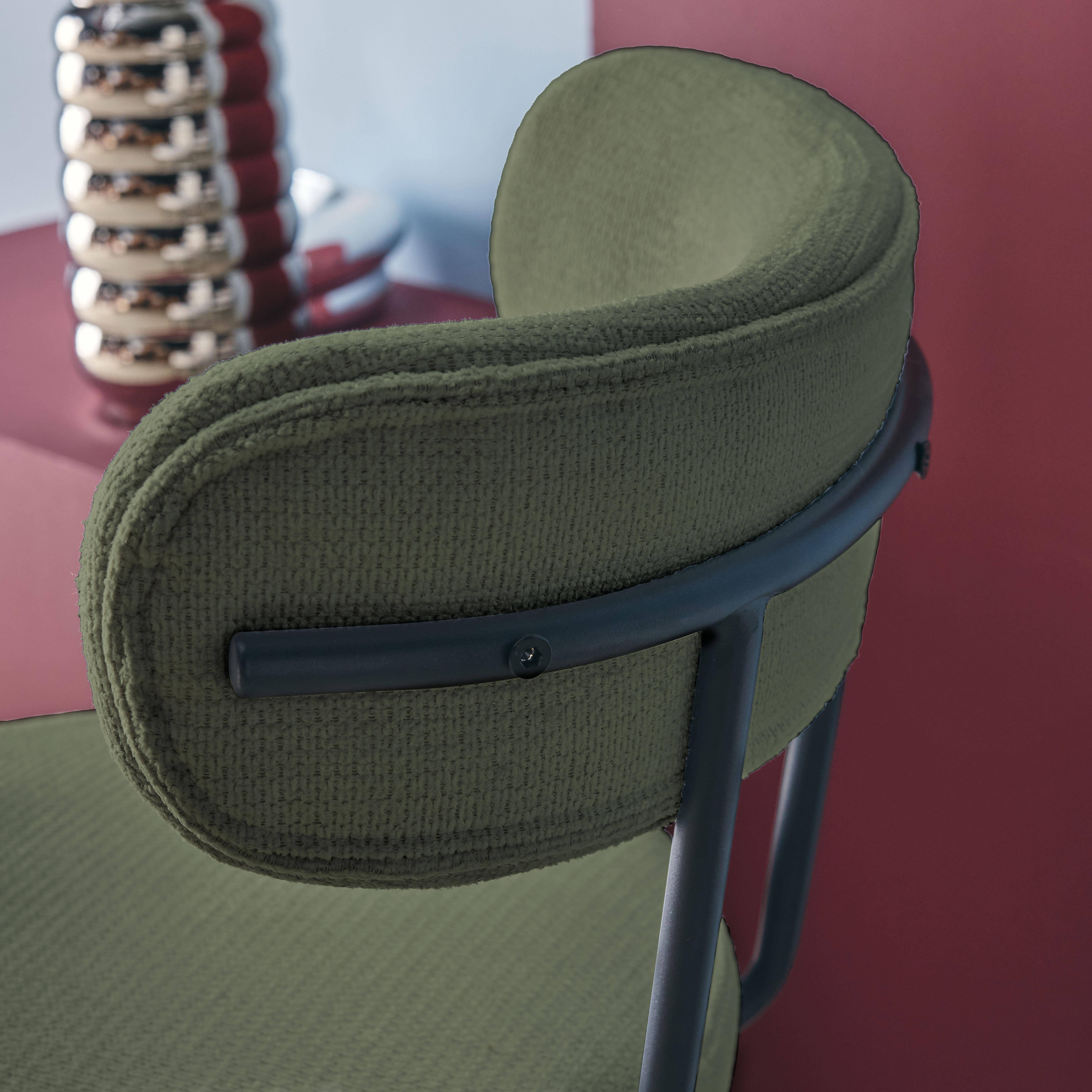 Barstoel met draaibare zitting van metaal en groene stof (set van 2) - L 50 x B 50 x H 92cm - Iris Photo5