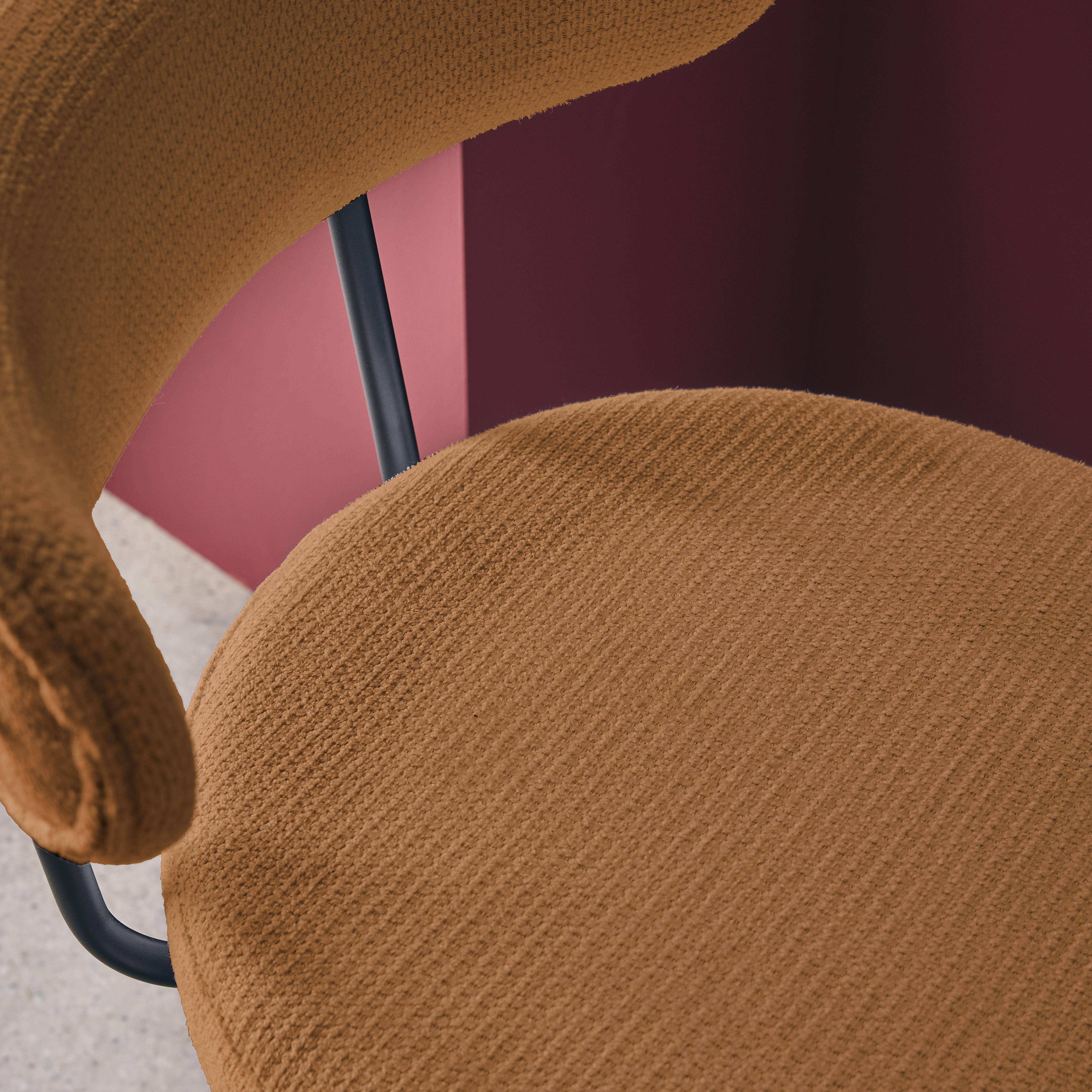 2er-Set Barhocker mit drehbarem Sitz aus schwarzem Metall mit camelfarbenem Stoffbezug B 50 x T 50 x H 92 cm - Iris,sweeek,Photo4