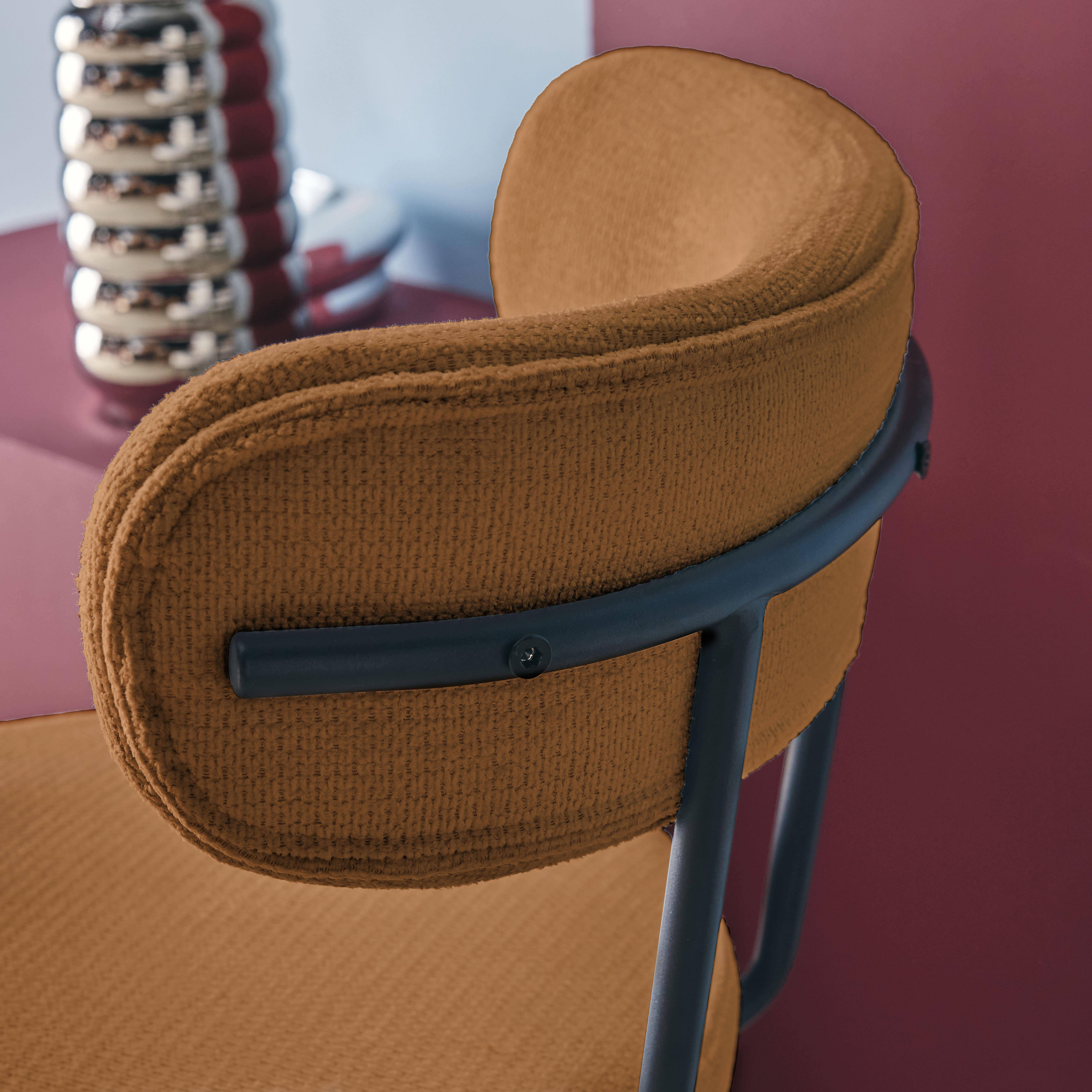 2er-Set Barhocker mit drehbarem Sitz aus schwarzem Metall mit camelfarbenem Stoffbezug B 50 x T 50 x H 92 cm - Iris,sweeek,Photo5