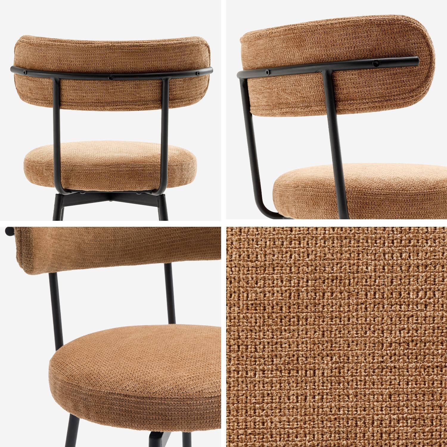 Lot de deux tabourets de bar assise rotative métal noir et tissu camel - L 50 x P 50 x H 92cm - Iris,sweeek,Photo4