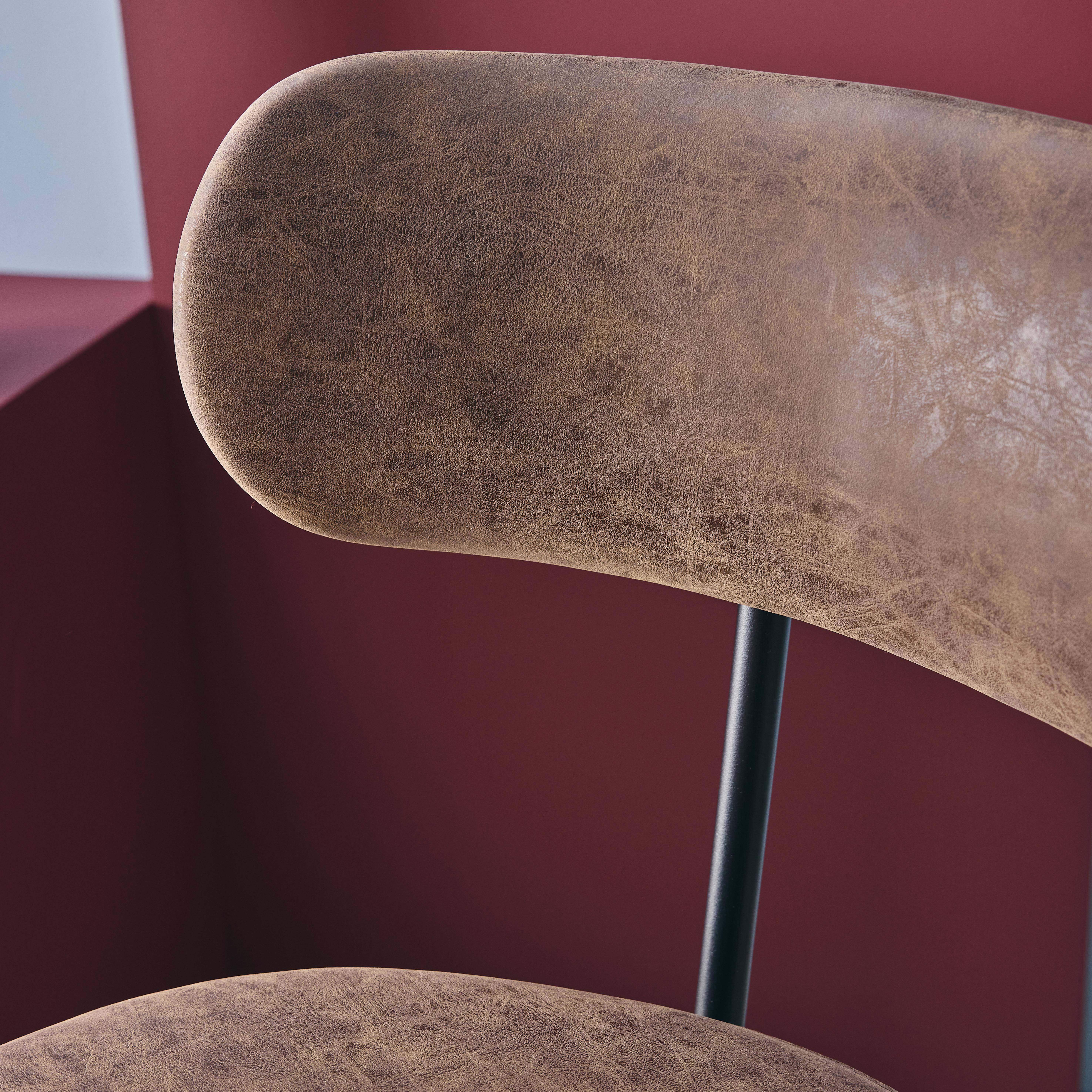 Barstoel met draaibare zitting van metaal en bruin kunstleer (set van 2) L 50 x B 50 x H 92cm - Iris Photo5