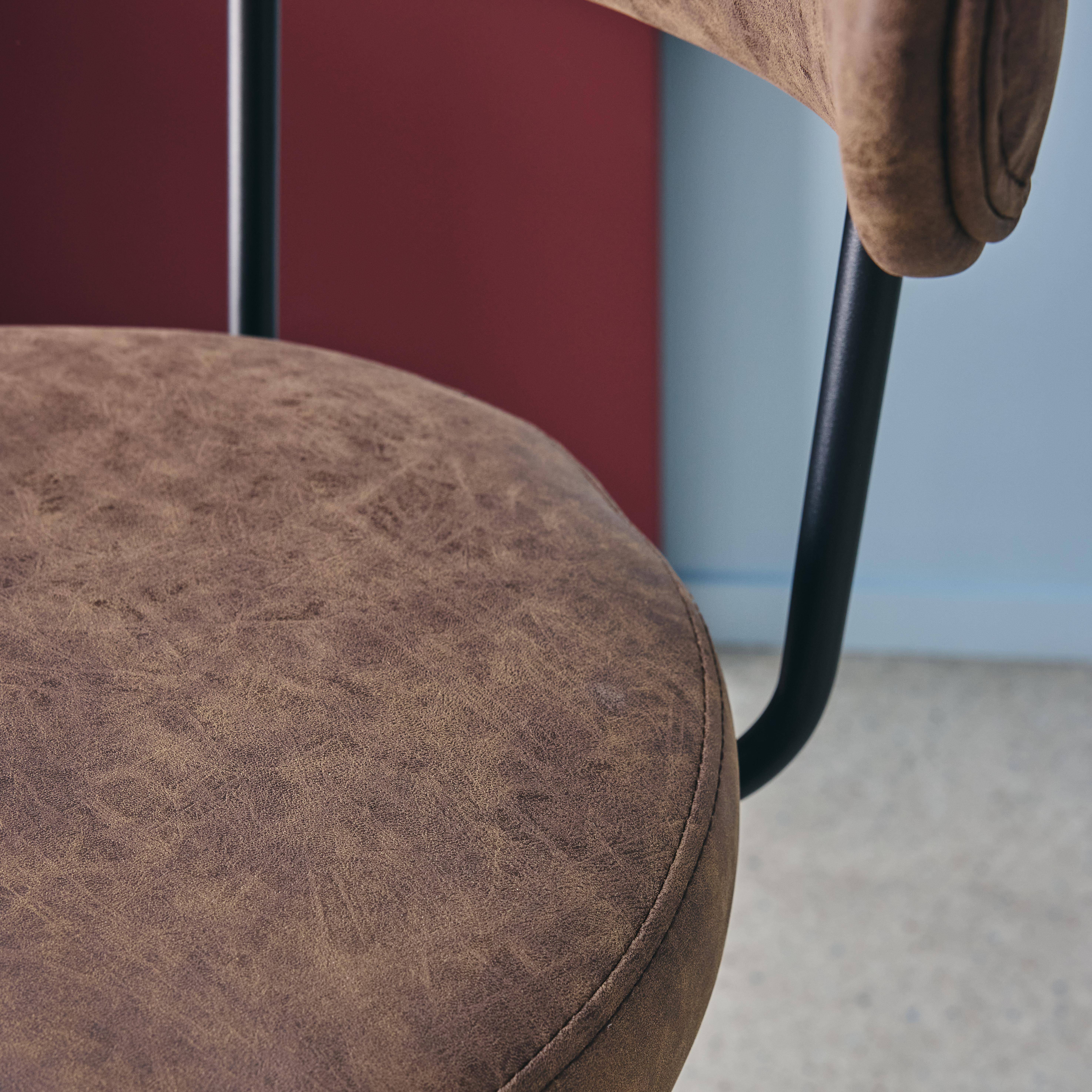 Barstoel met draaibare zitting van metaal en bruin kunstleer (set van 2) L 50 x B 50 x H 92cm - Iris,sweeek,Photo4