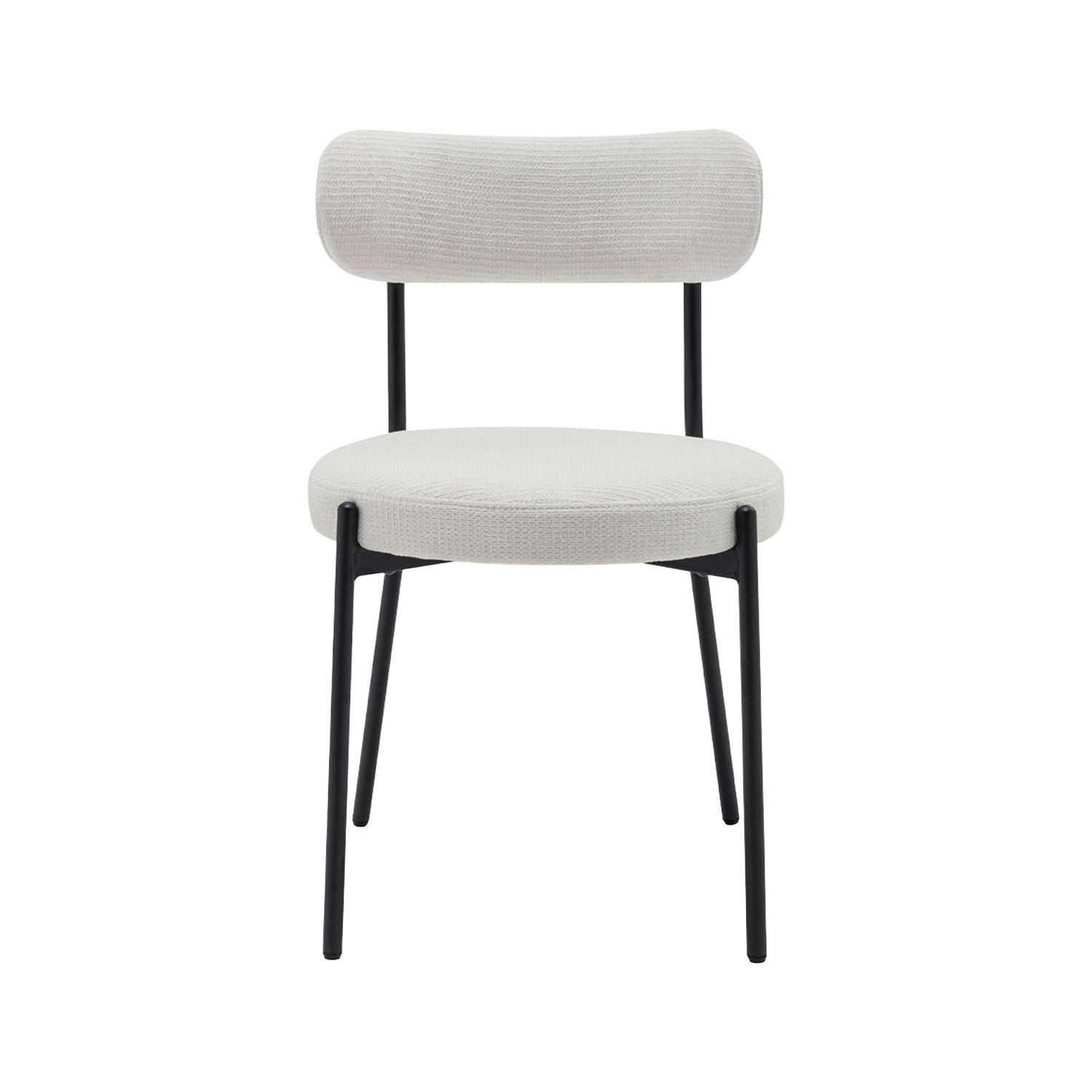 Silla de metal y tela simple, set de 2, Livia, Blanco, 47x49x76.5 cm Photo3