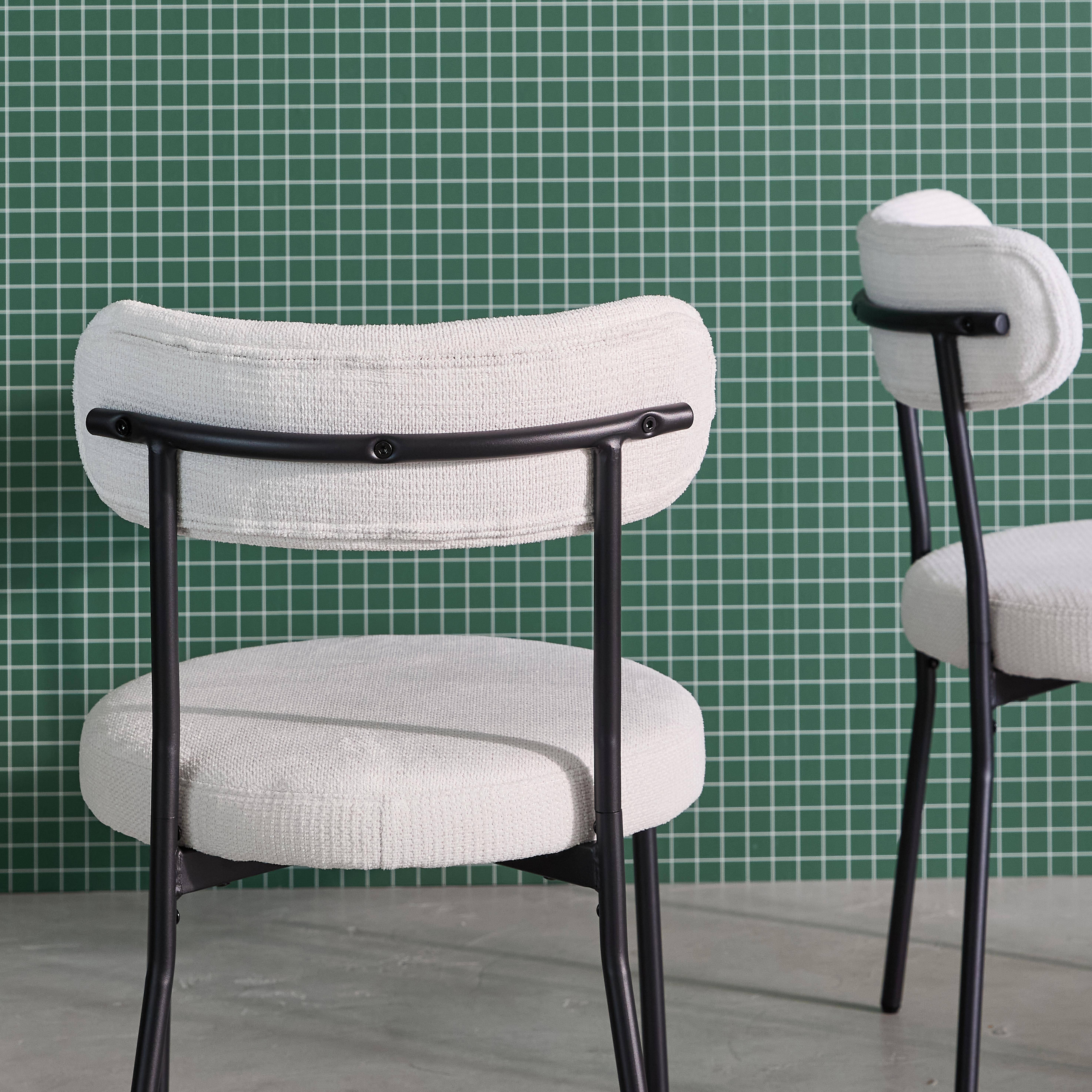 2er-Set Metallstühle mit weißem Chenille-Bezug B 47 x T 49 x H 76,5cm - Livia,sweeek,Photo4