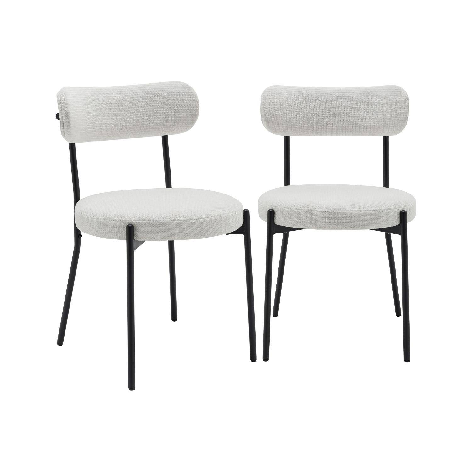 Silla de metal y tela simple, set de 2, Livia, Blanco, 47x49x76.5 cm Photo1