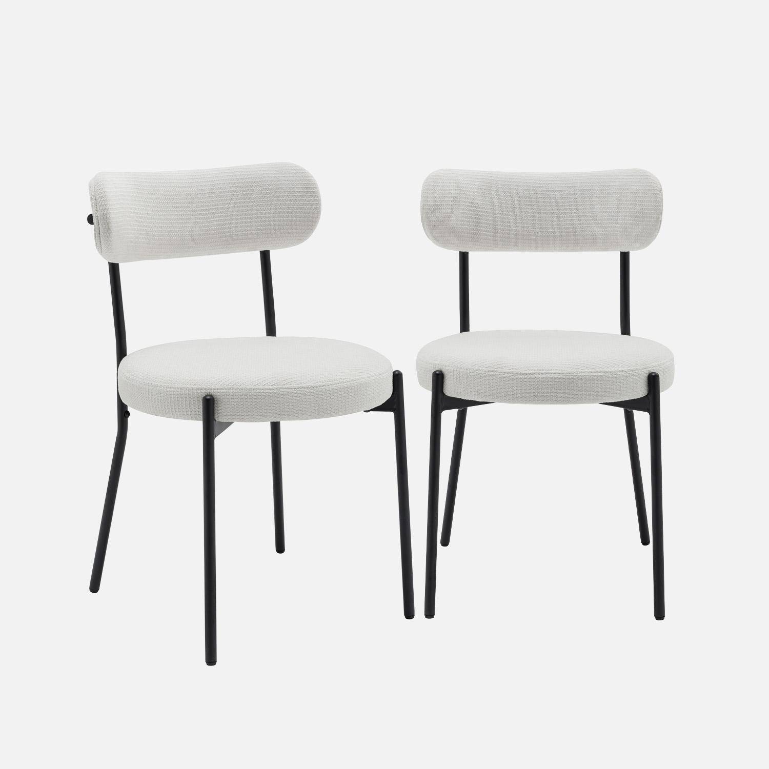 2er-Set Metallstühle mit weißem Chenille-Bezug B 47 x T 49 x H 76,5cm - Livia Photo1
