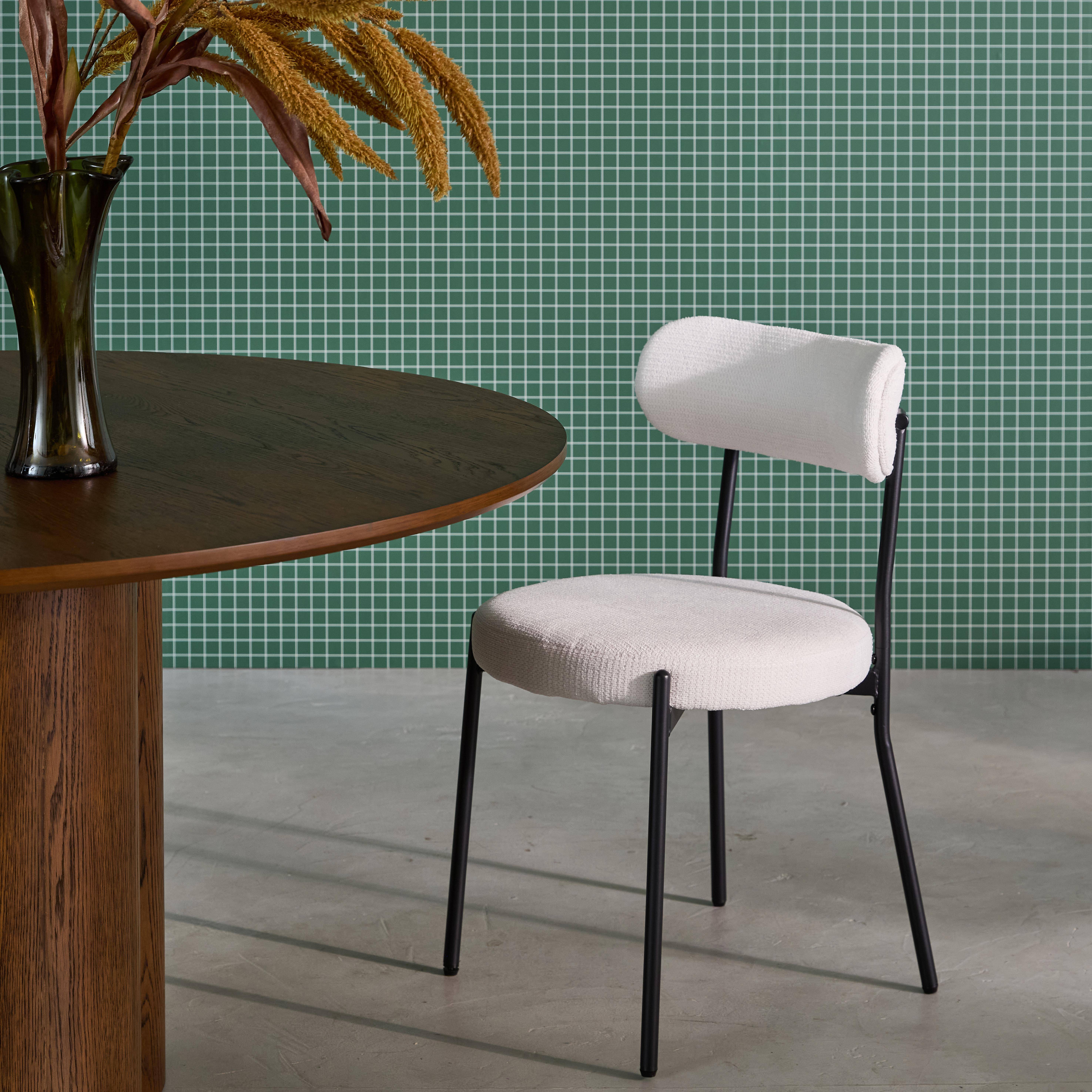 2er-Set Metallstühle mit weißem Chenille-Bezug B 47 x T 49 x H 76,5cm - Livia Photo2