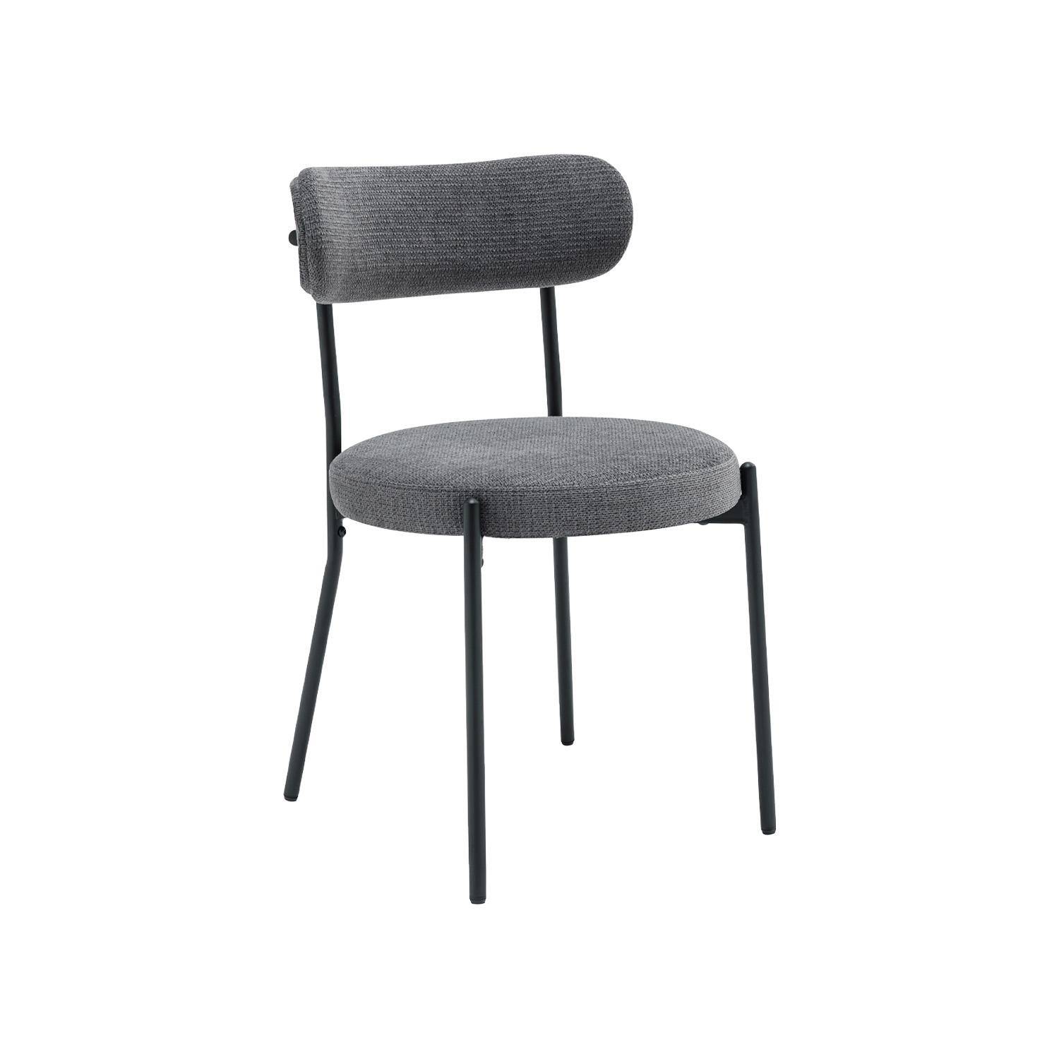 Silla de metal y tela simple, set de 2, Livia, Gris, 47x49x76.5 cm Photo2