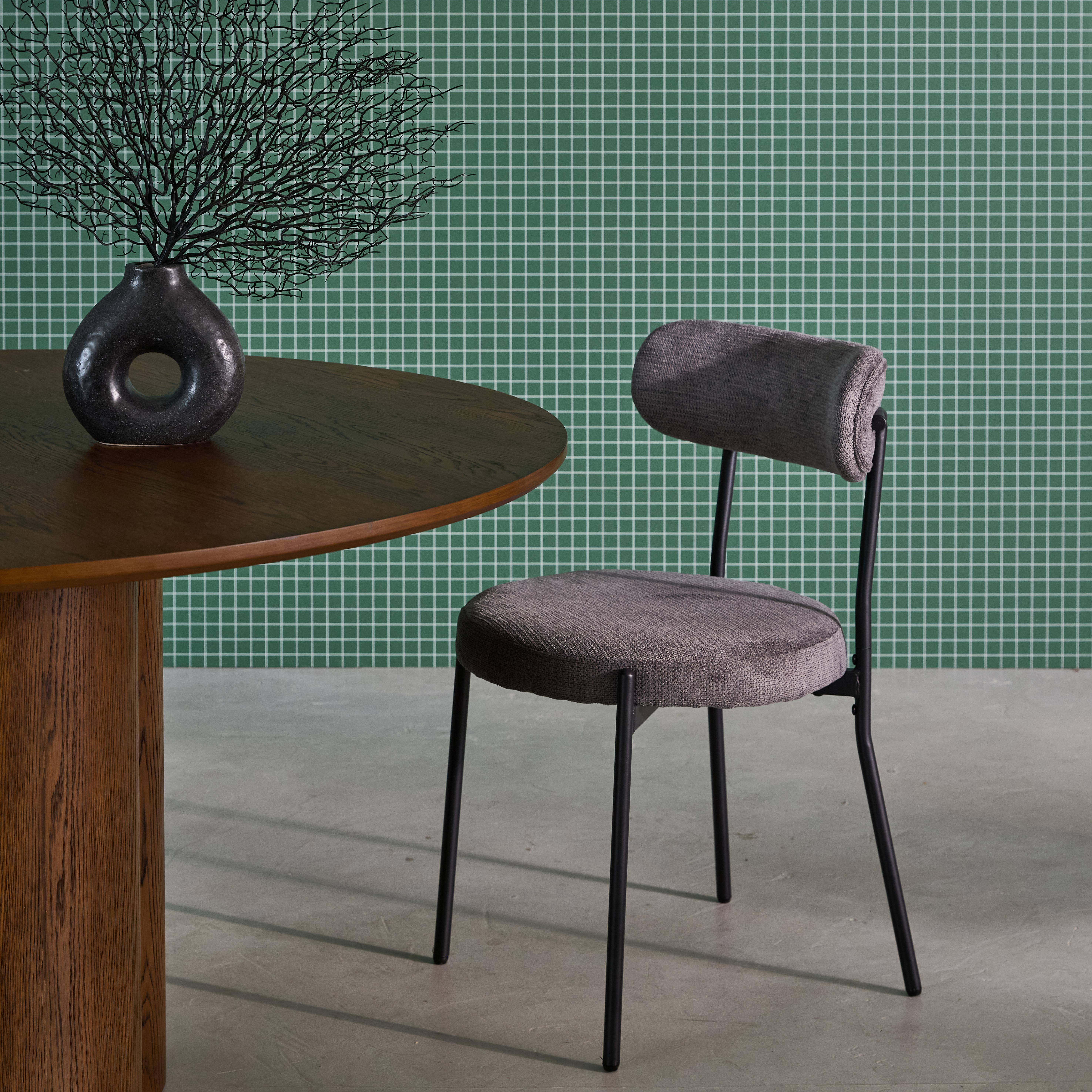 2er-Set Metallstühle mit grauem Chenille-Bezug B 47 x T 49 x H 76,5cm - Livia Photo2