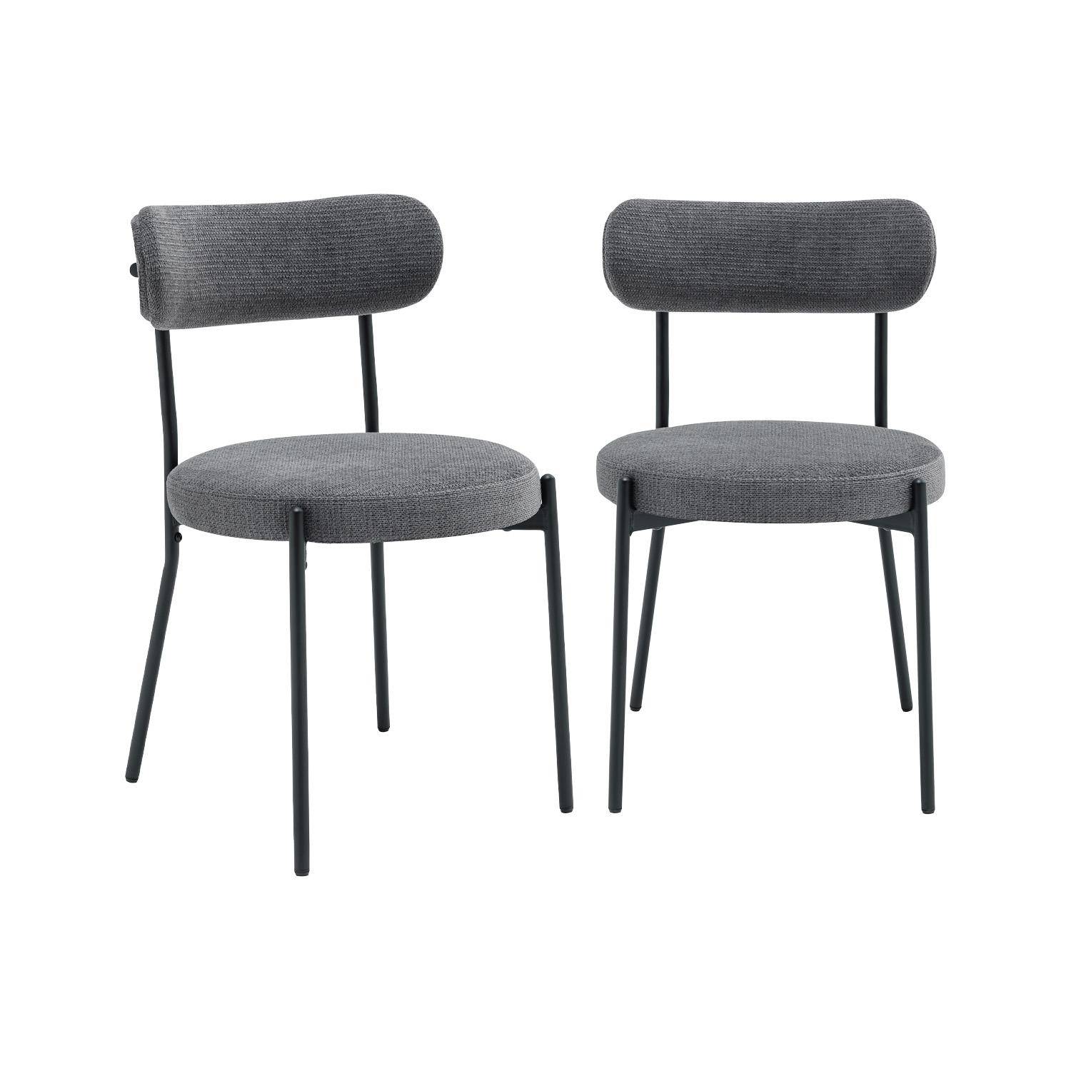 Silla de metal y tela simple, set de 2, Livia, Gris, 47x49x76.5 cm Photo1