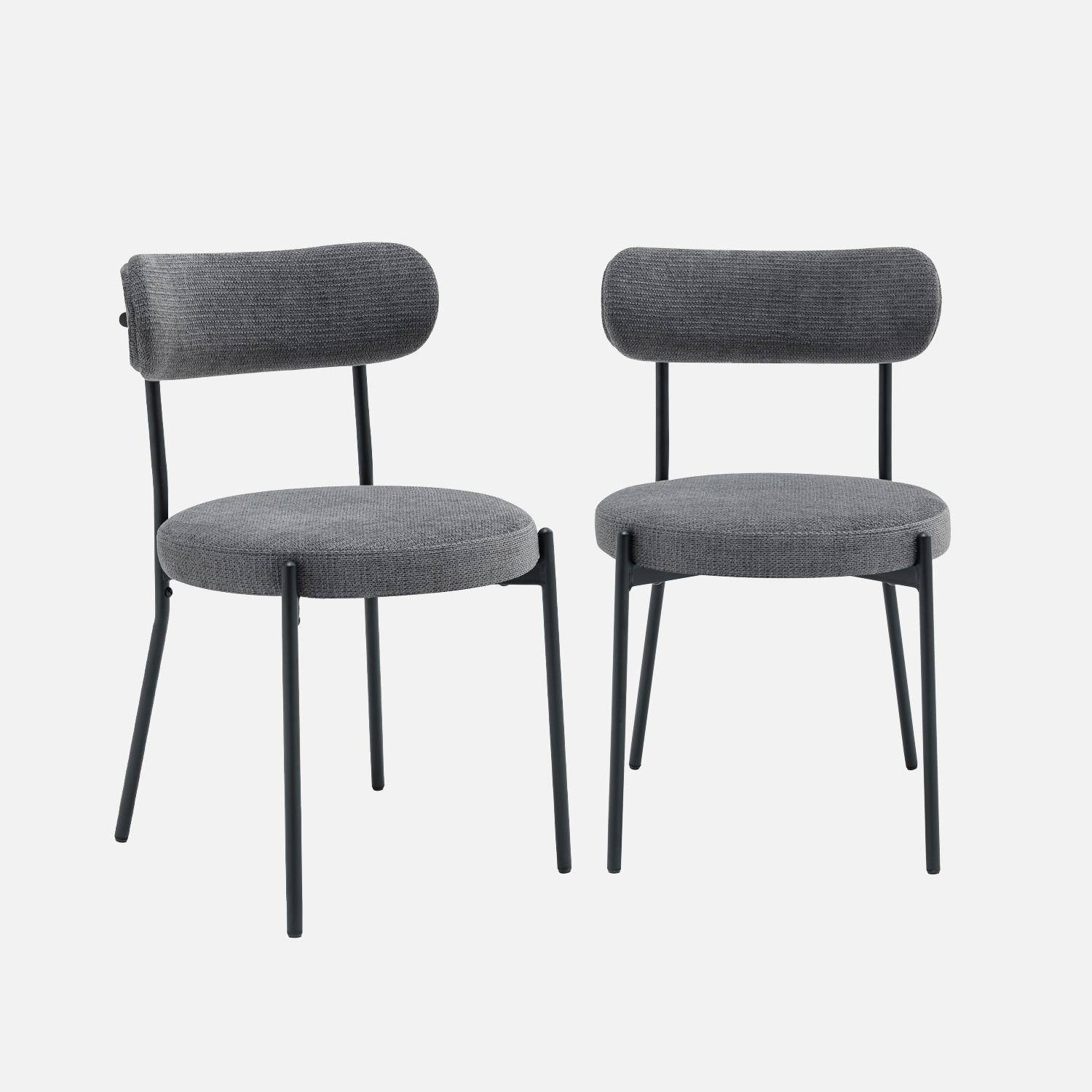 2er-Set Metallstühle mit grauem Chenille-Bezug B 47 x T 49 x H 76,5cm - Livia,sweeek,Photo5